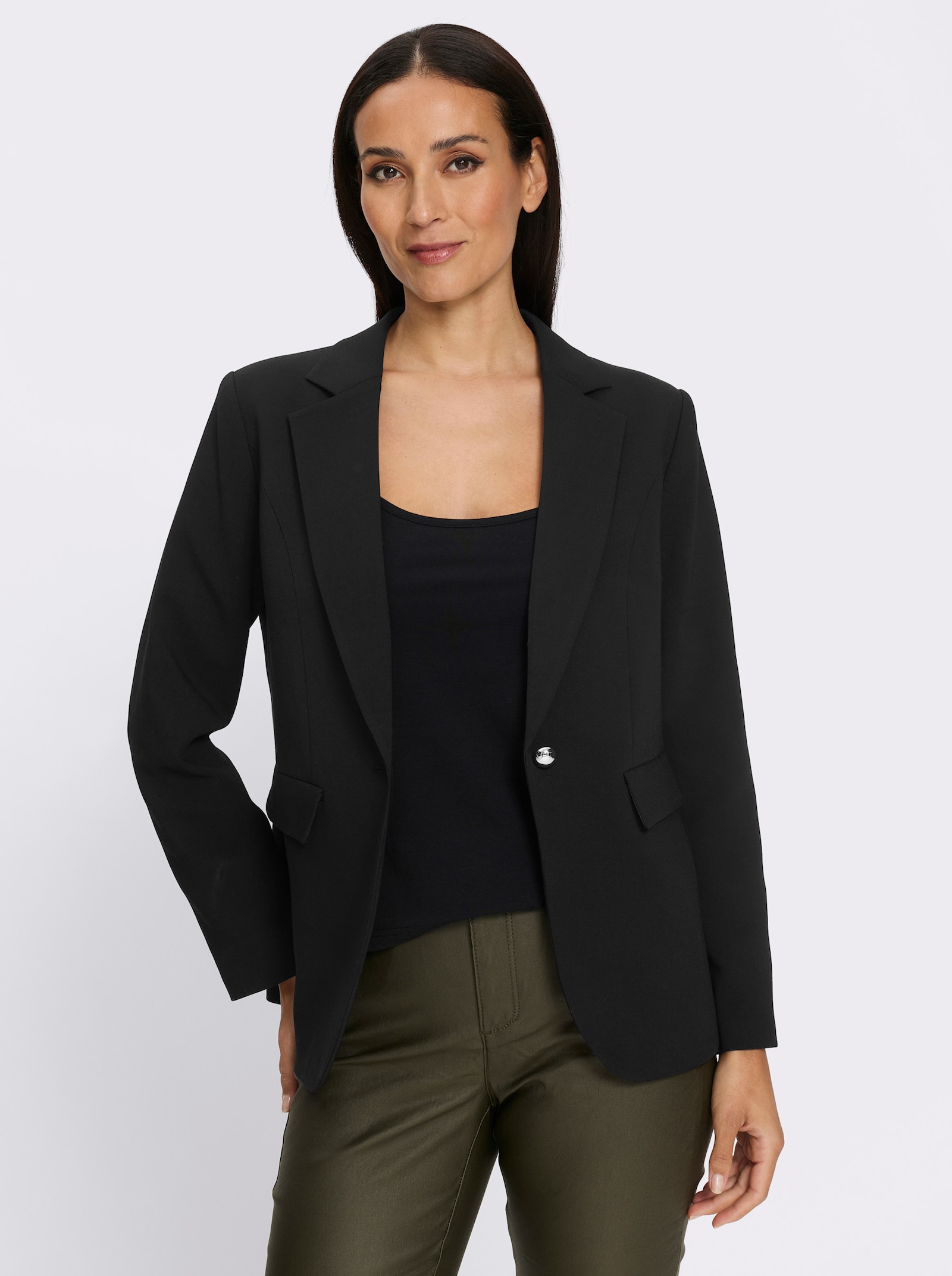 heine Blazer met schoudervulling - zwart