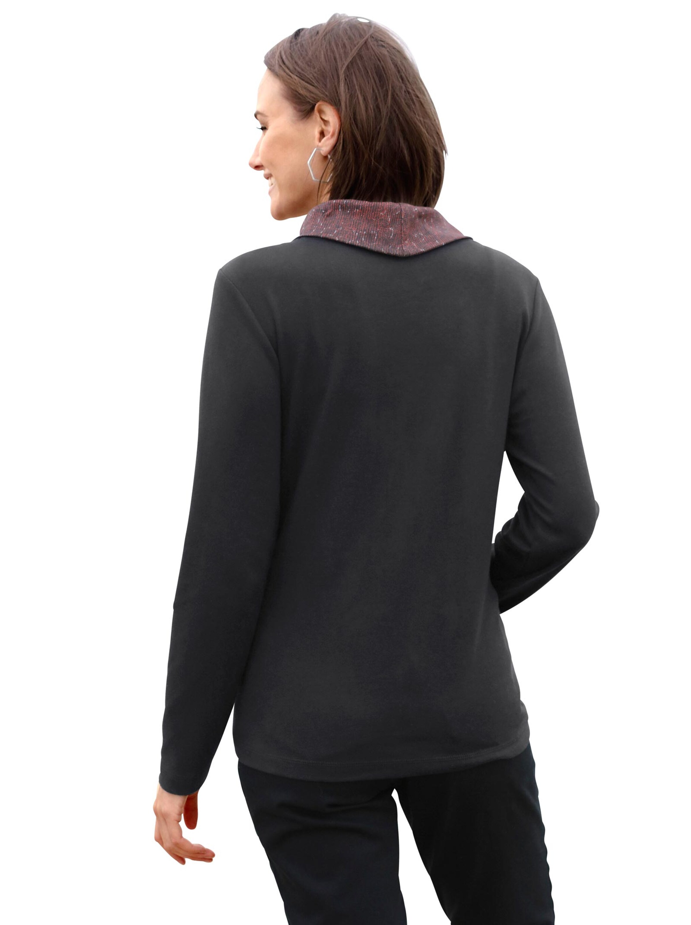 Shirt - schwarz-weinrot-gemustert