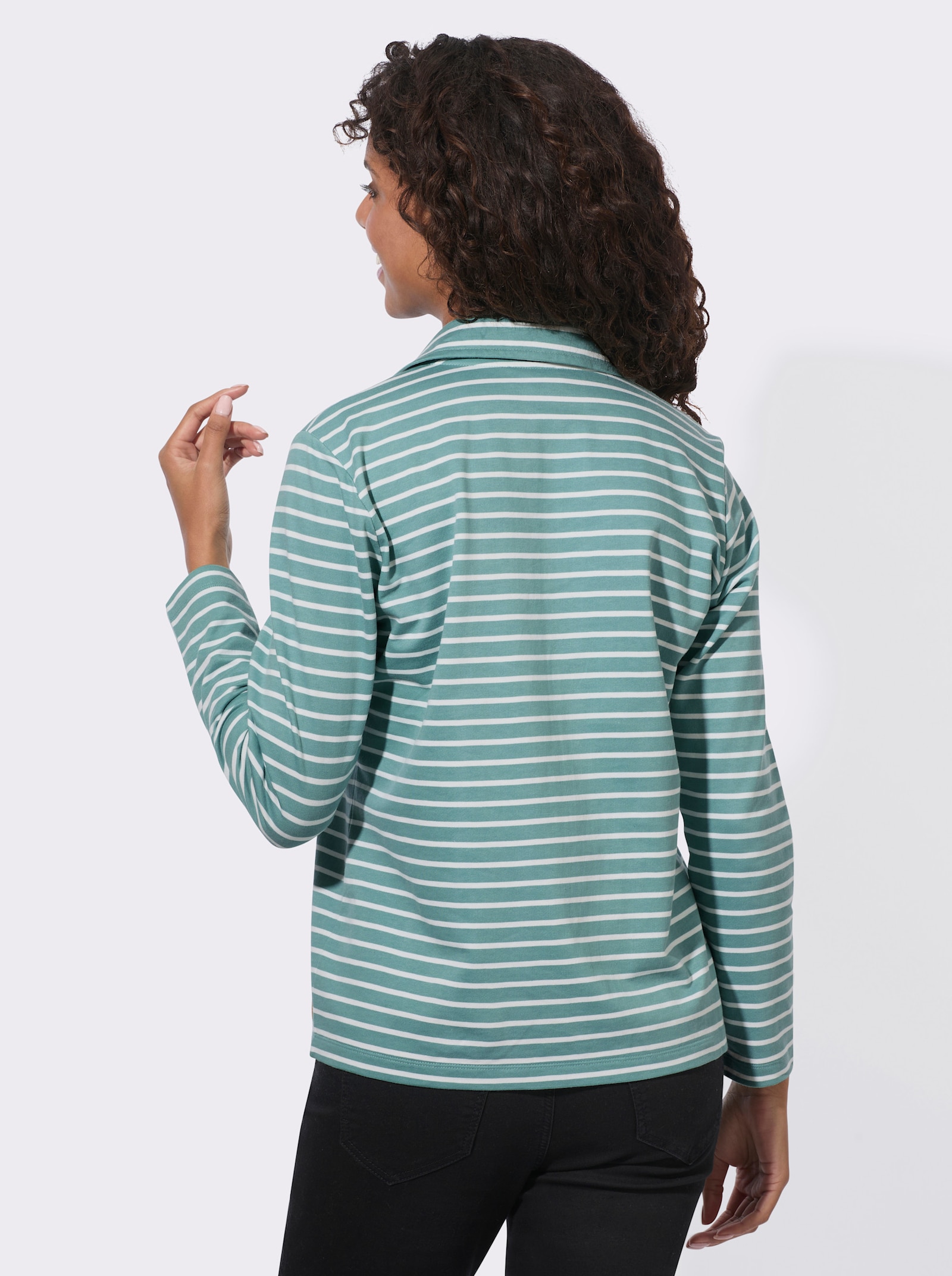  Sweatshirt im sportiven Ringelmuster - jade-ecru-geringelt