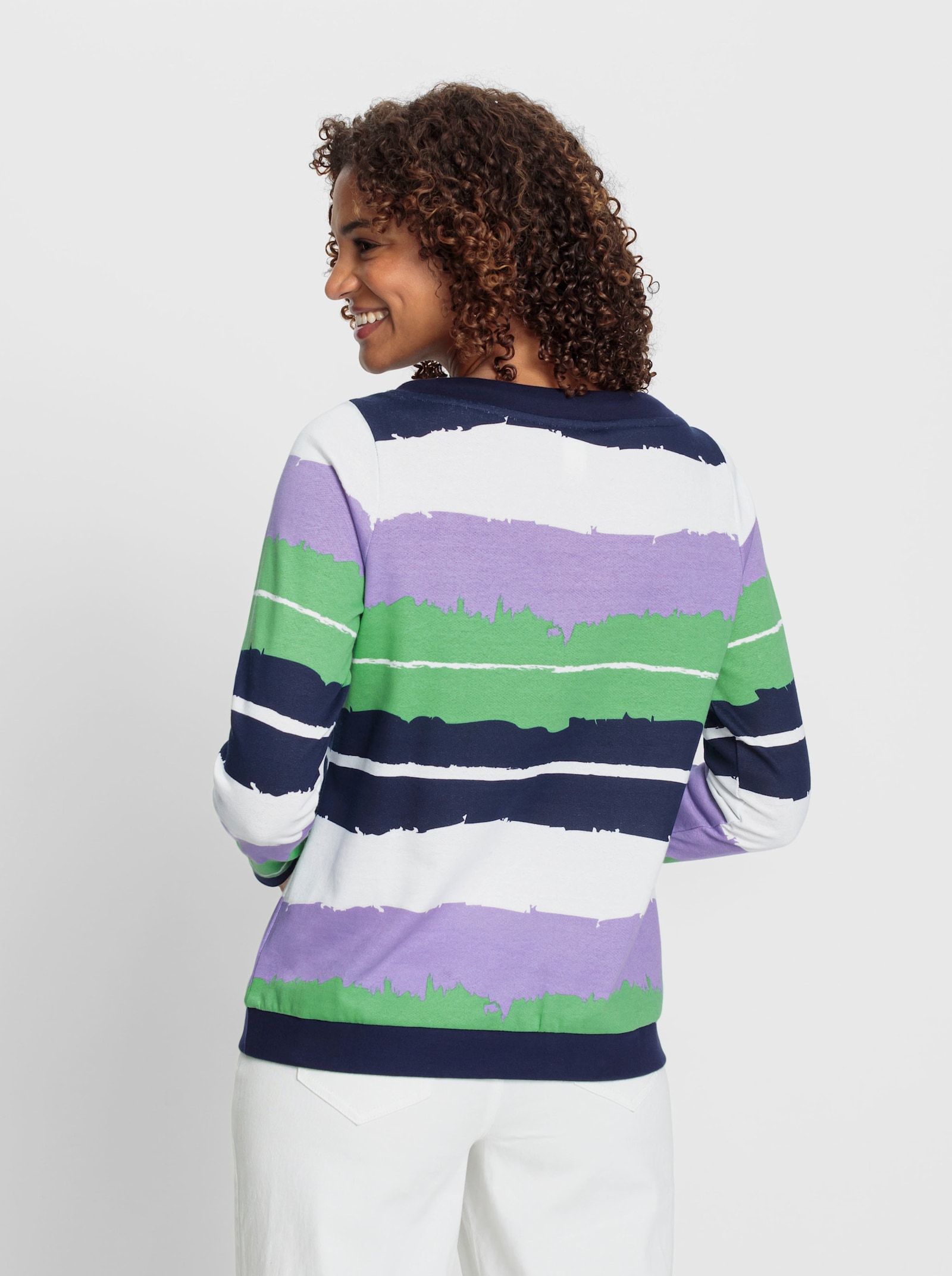 Sweatshirt mit Tunnelzug, bedruckt - ecru-marine-bedruckt