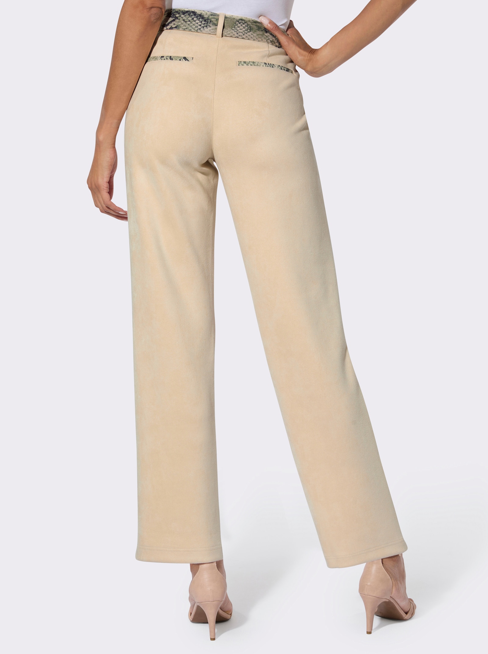 Jerseyhose in Veloursleder-Optik - elfenbein