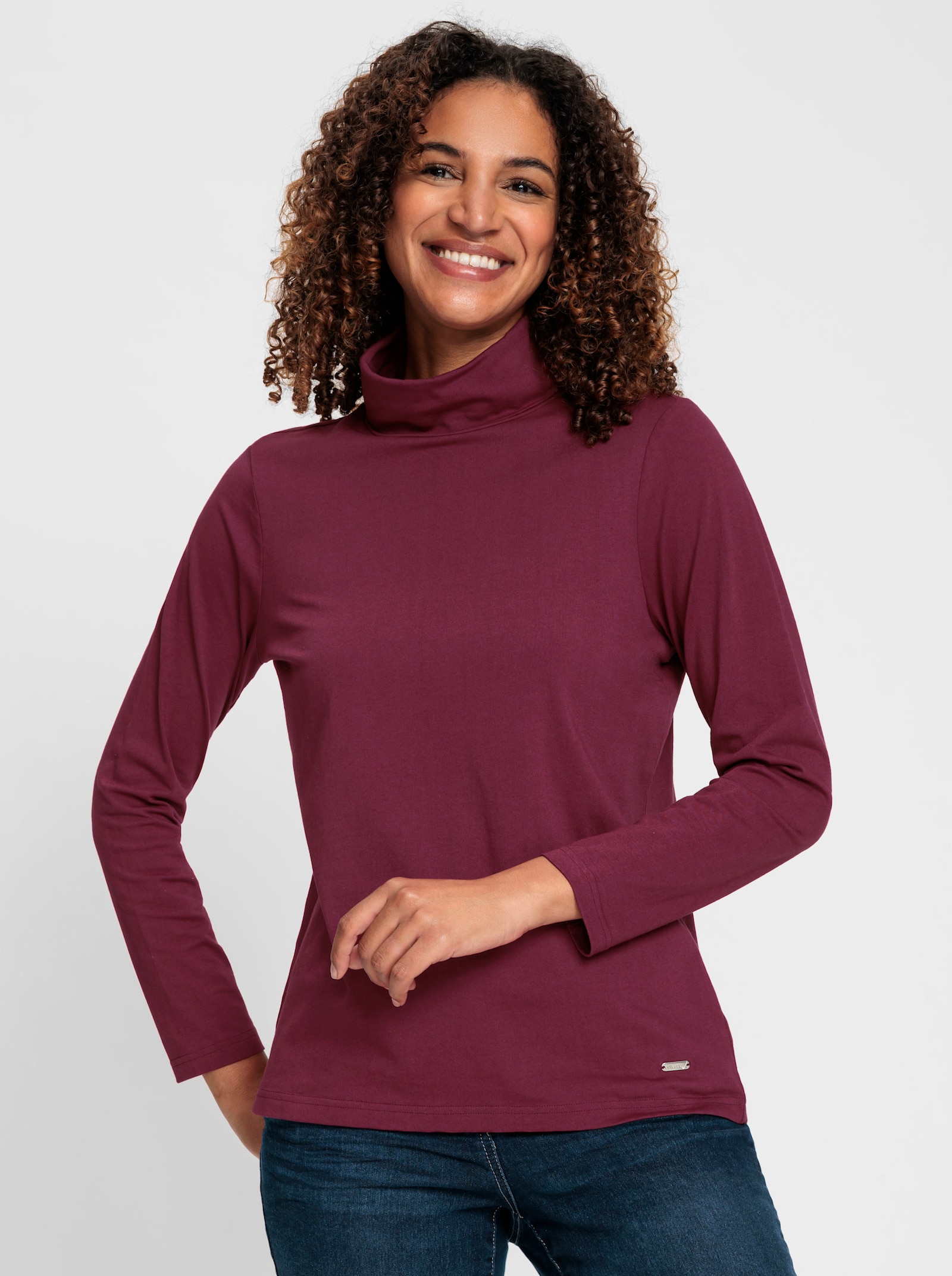 Rollkragenshirt mit langen Ärmeln - bordeaux
