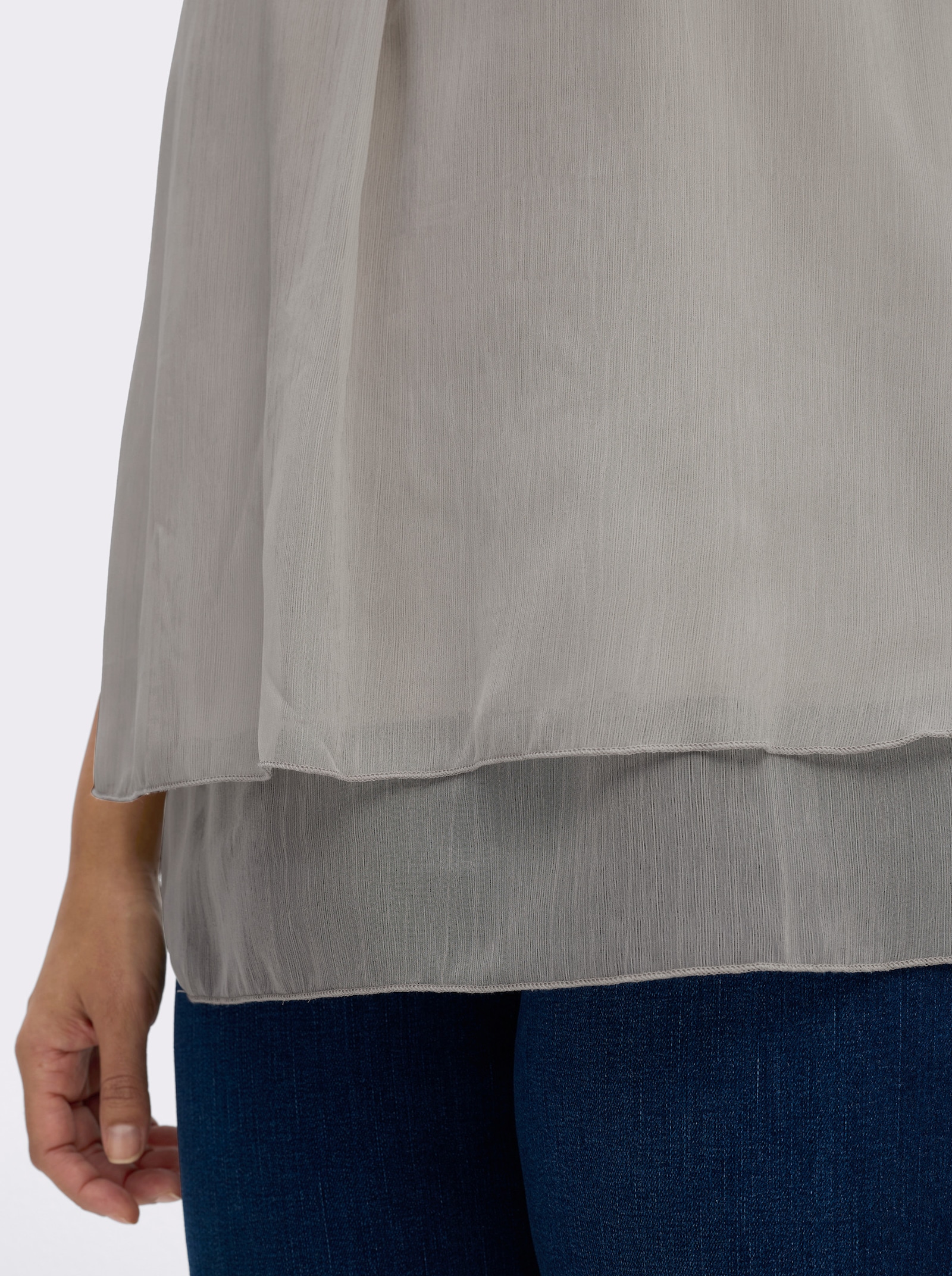 Blusentop in Crêpe-Qualität - silbergrau