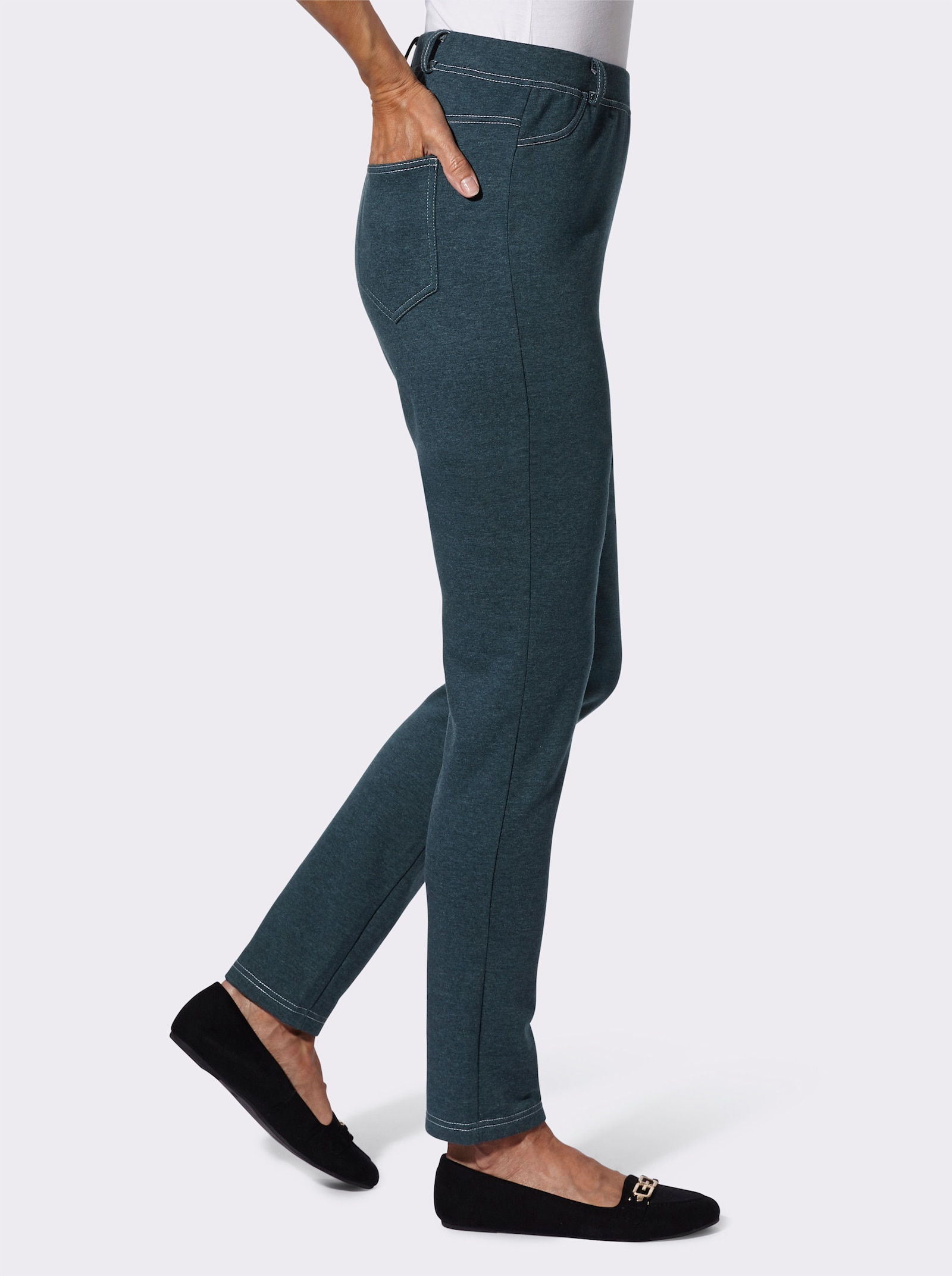 Broek van binnen warm opgeruwd - petrol gemêleerd