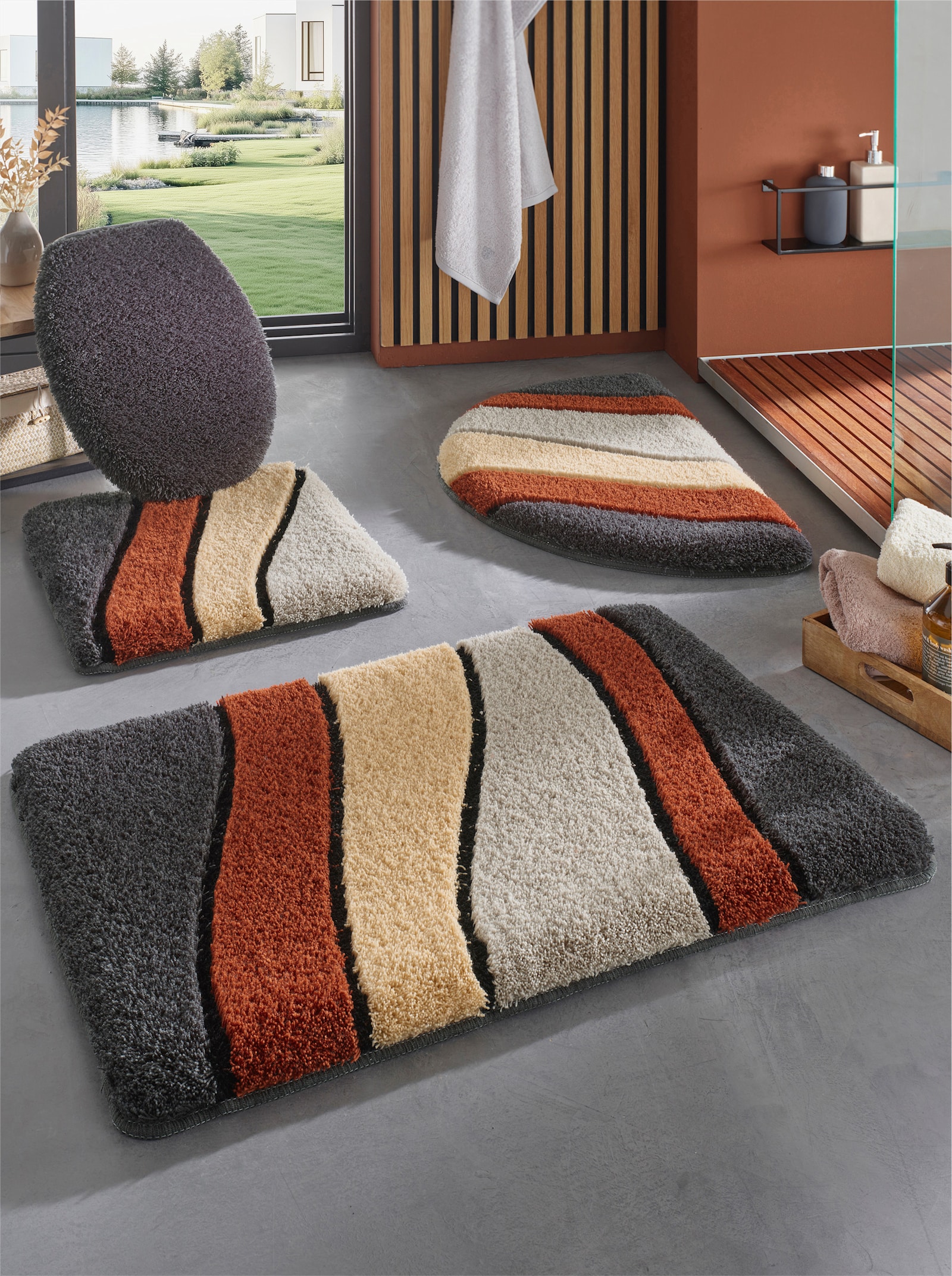 Hagemann Badeteppich - terra-anthrazit-gemustert