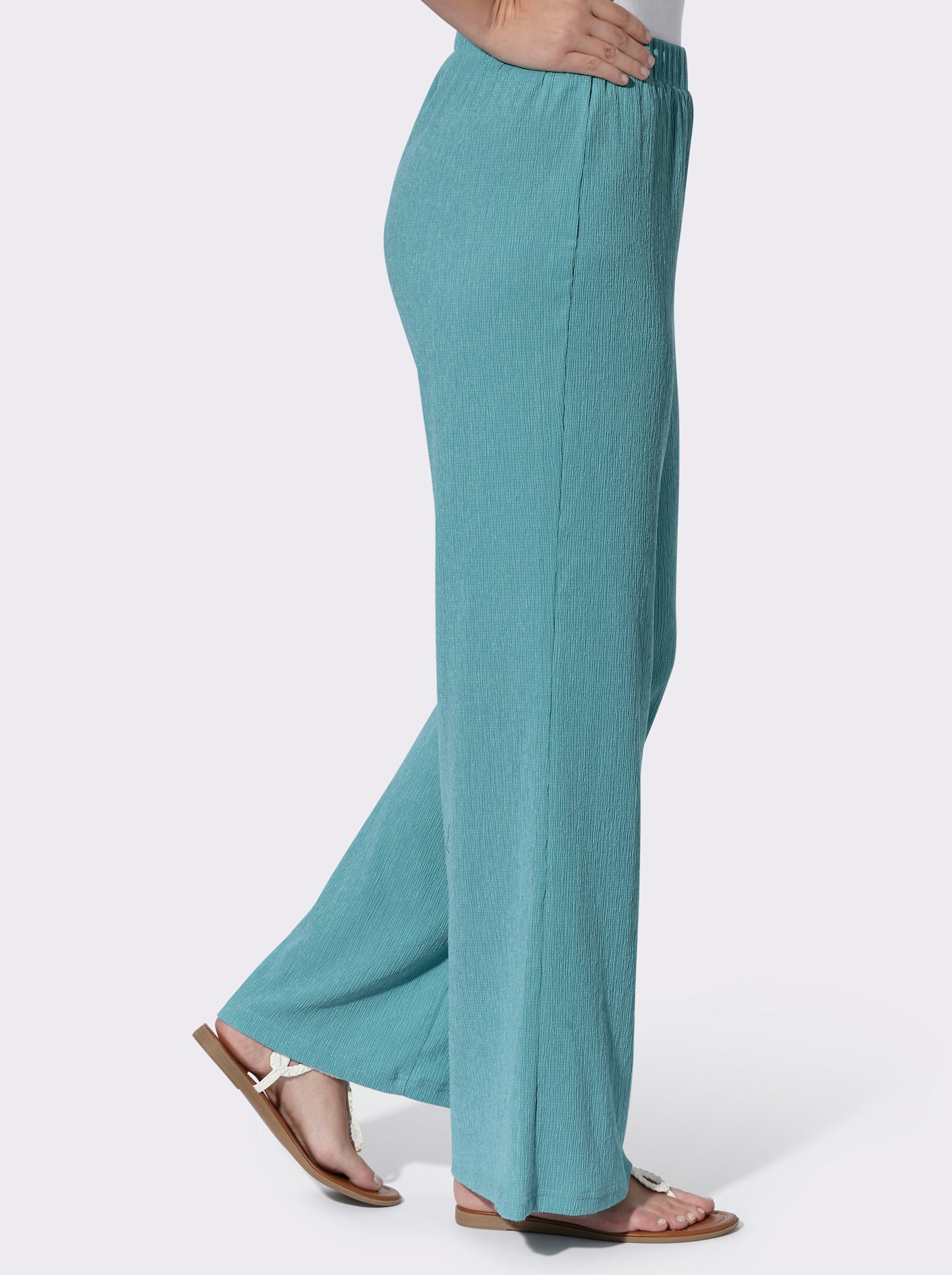 Comfortblouse van crinklemateriaal - oceaan