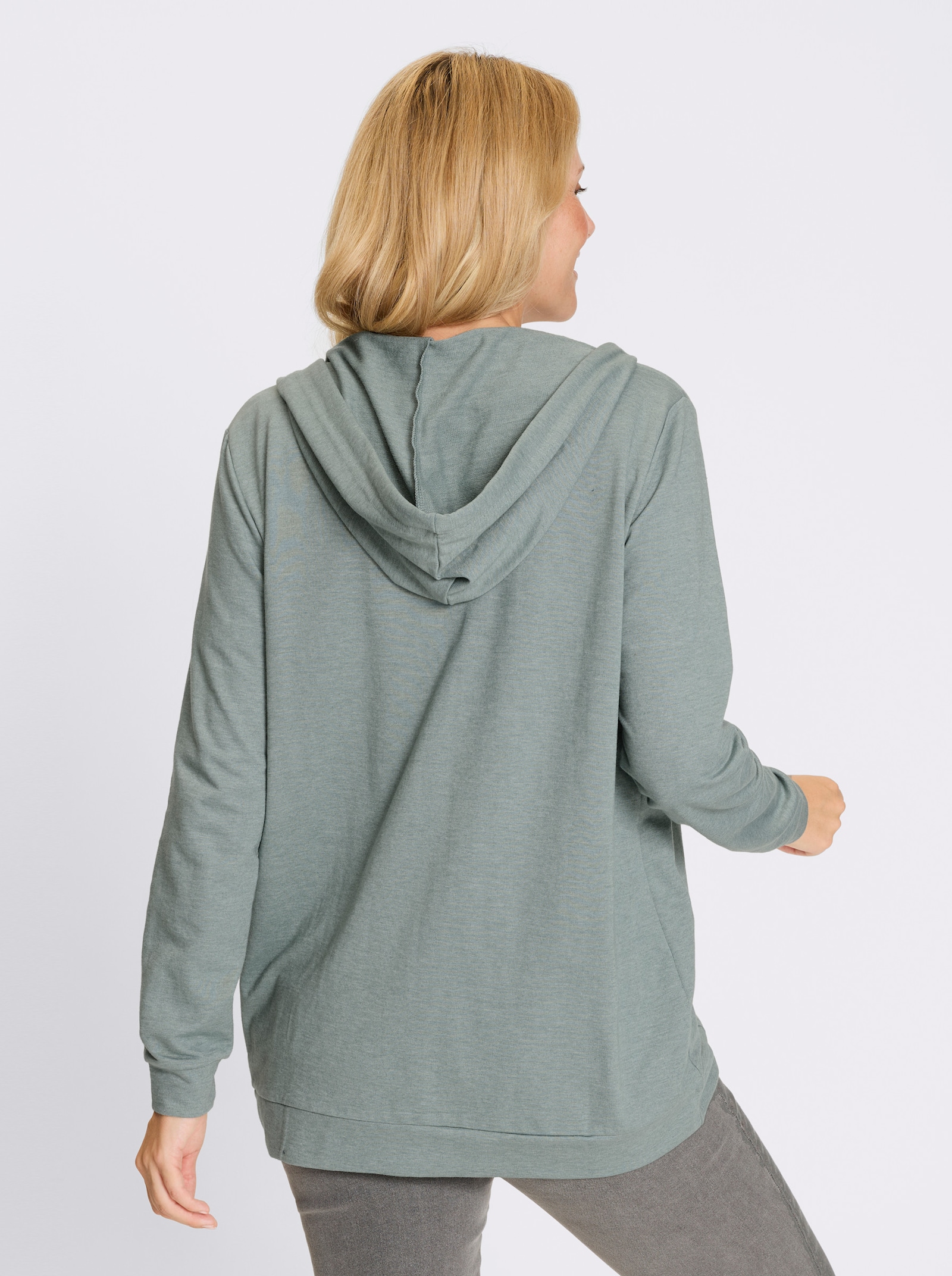 Sweatjacke in Longform - jade-meliert