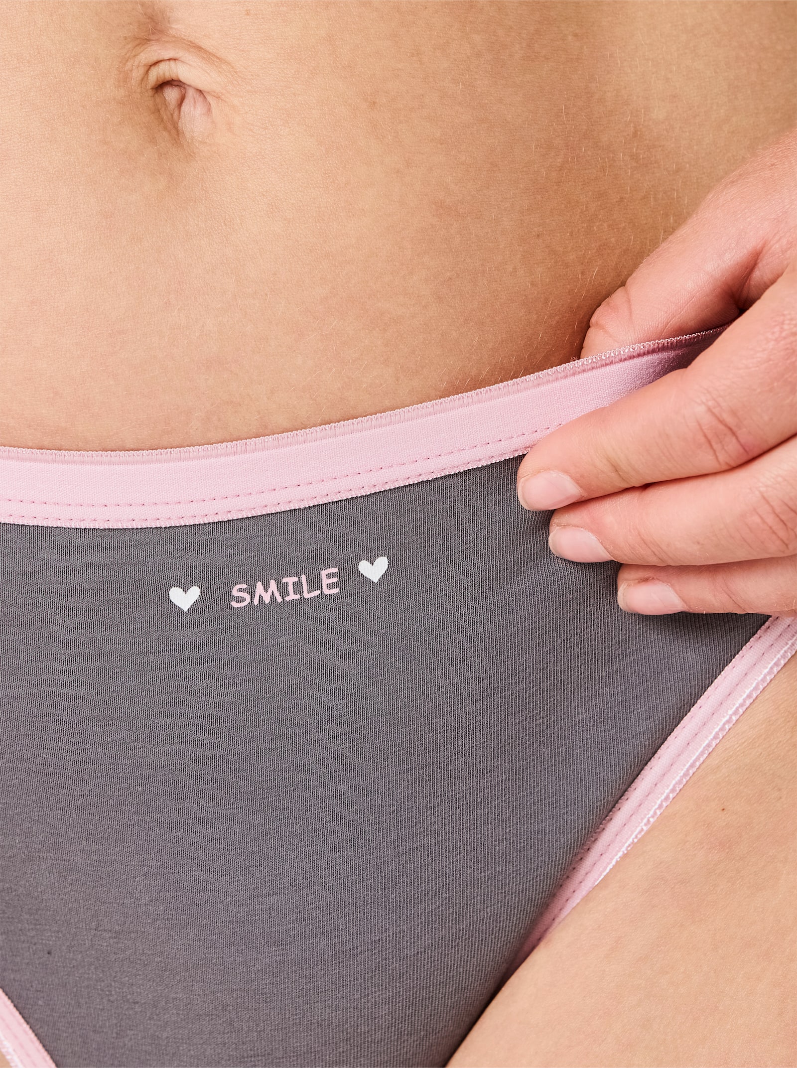 wäschepur Slip mit Lettering-Print - rosé-anthrazit + anthrazit-rosé