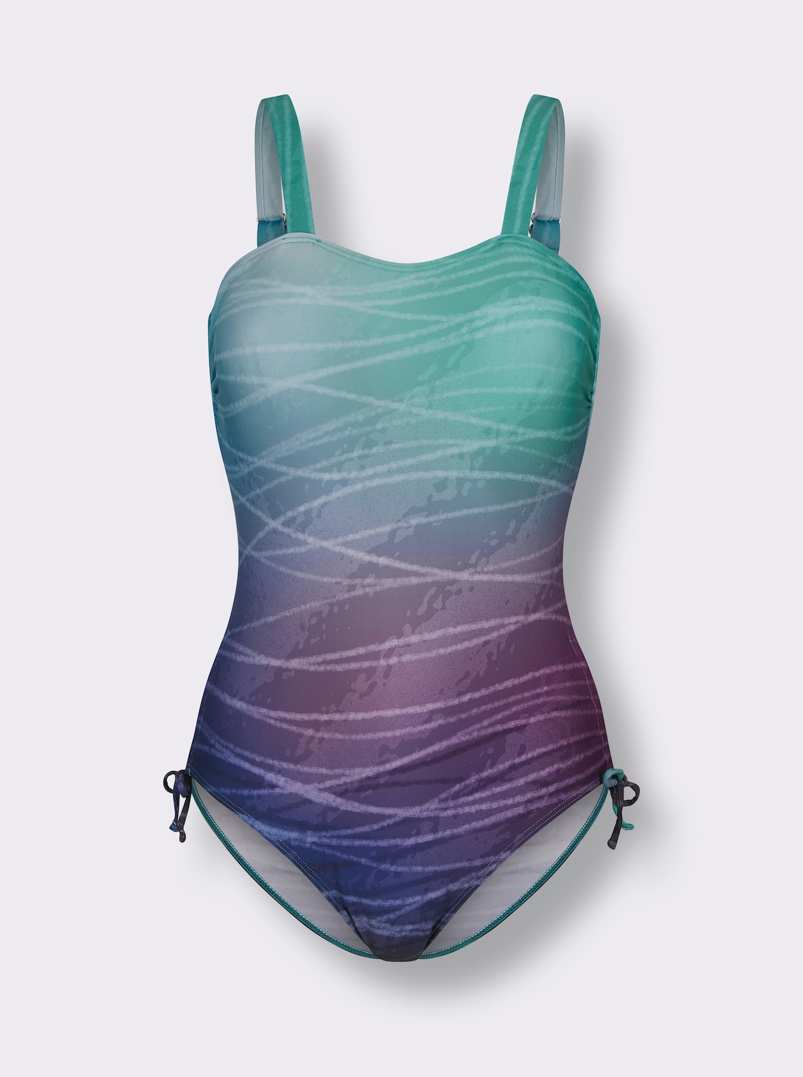 feel good Badeanzug - türkis-lila-bedruckt