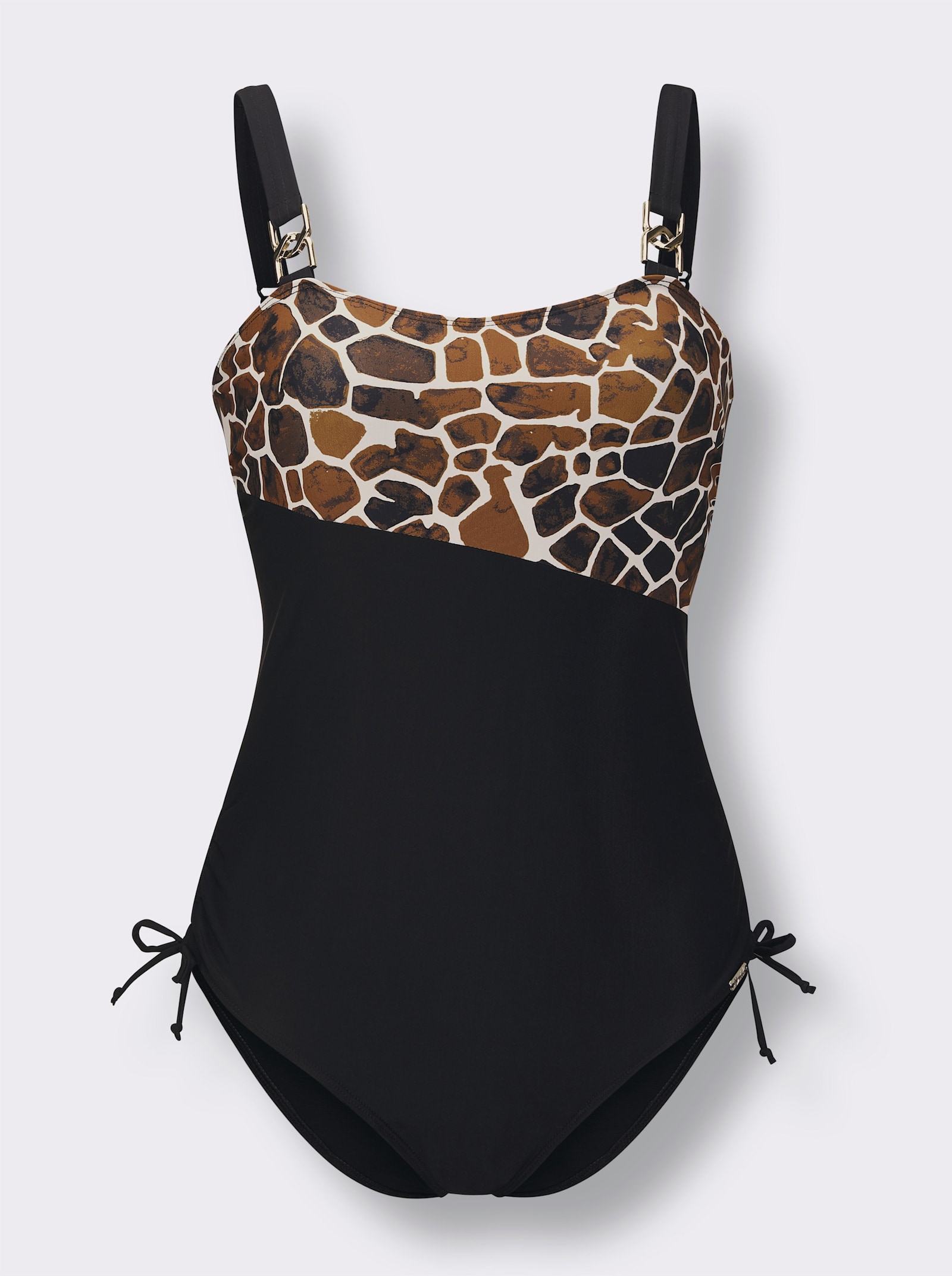 feel good Badeanzug mit Shaping-Effekt - schwarz-schoko-bedruckt