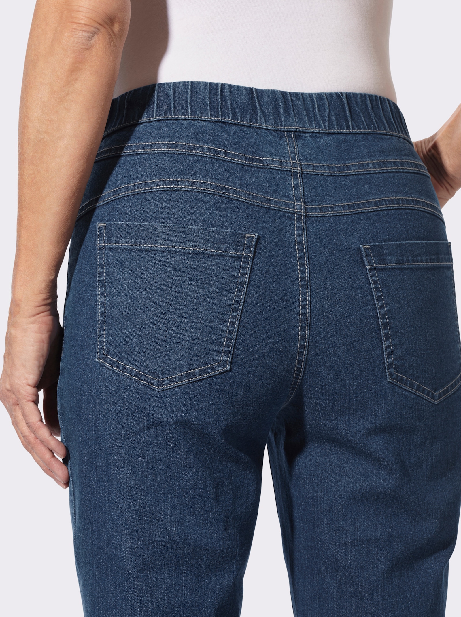 Schlupfjeans mit geradem Bein - blue-stone-washed