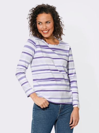 Druck-Shirt - lavendel-ecru-geringelt