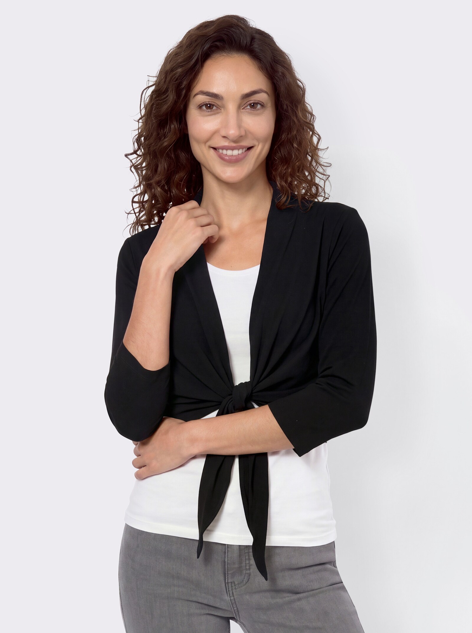 Bolero mit schrägem Saum - schwarz