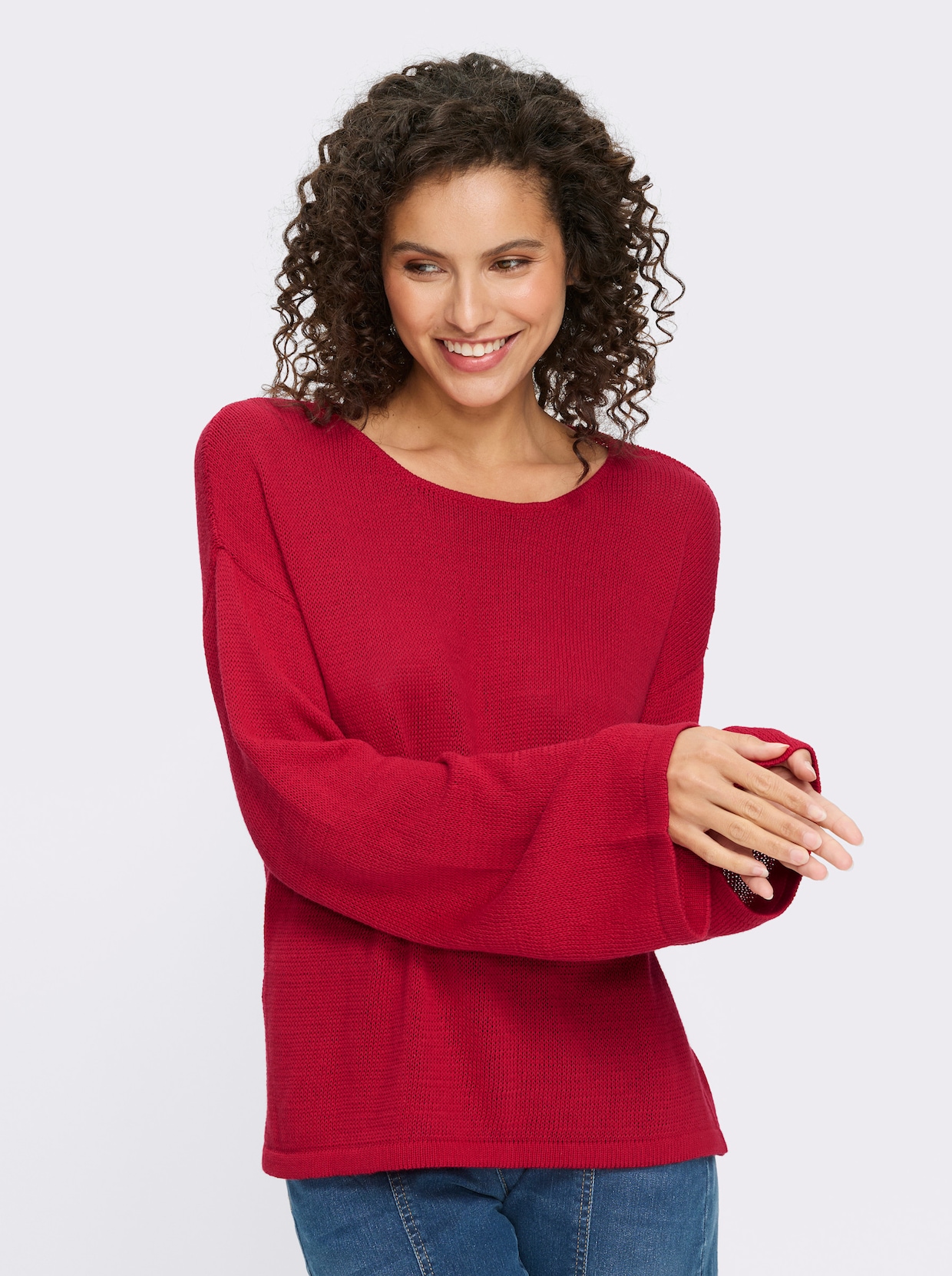 heine Langarm-Pullover - erdbeere
