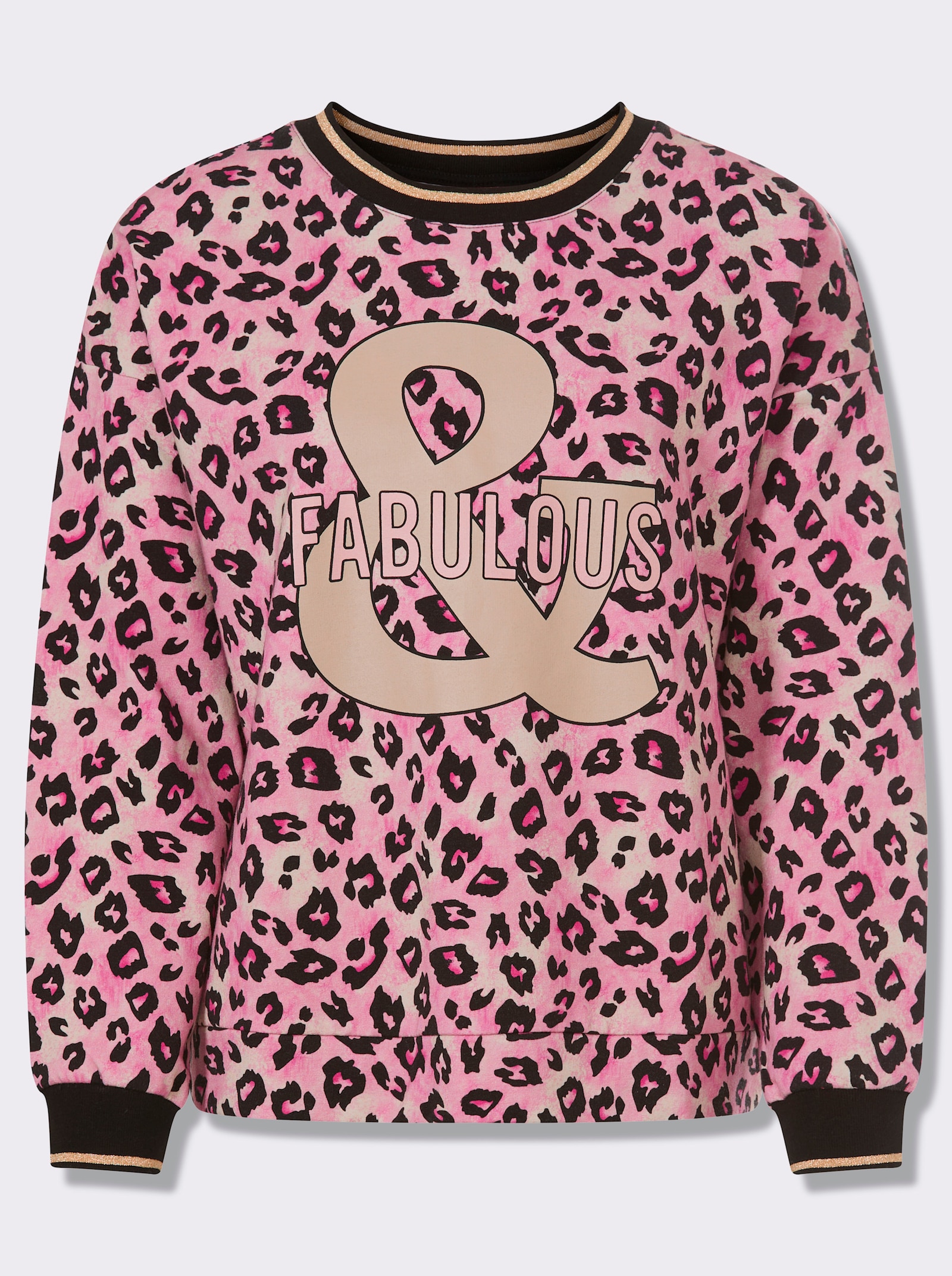 heine Sweatshirt mit Leo-Print - hortensie-schwarz-bedruckt