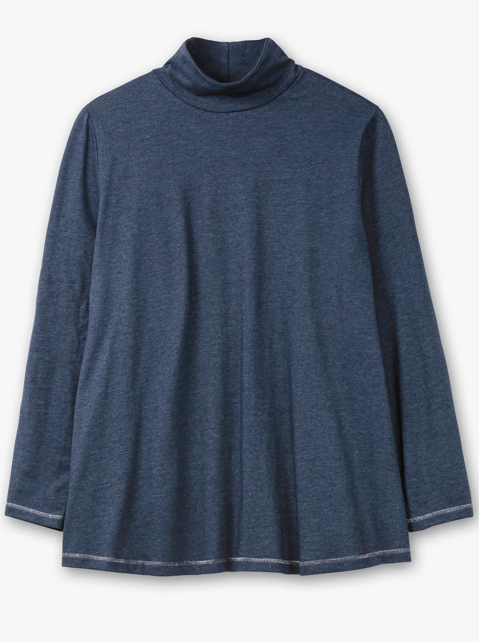 sheego Langarmshirt in femininer A-Linie - saphir-meliert