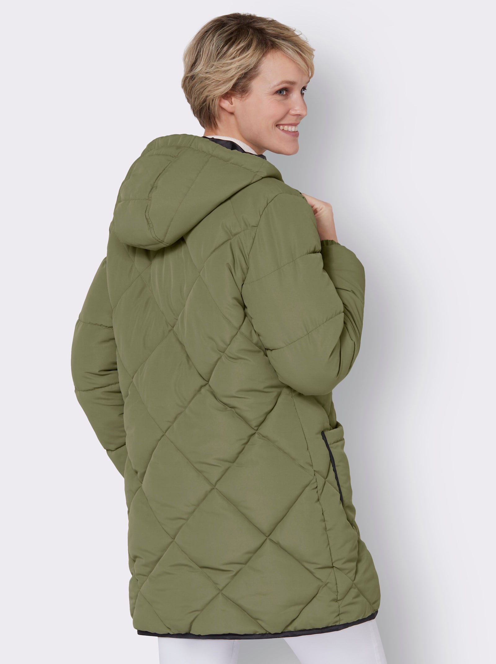 Longjacke mit elastischen Bündchen - khaki