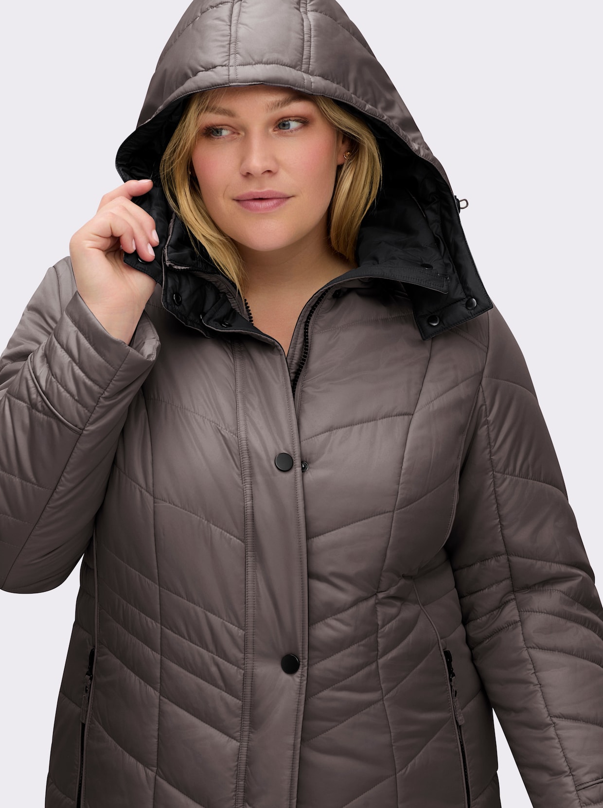 Steppjacke in Microfaser-Qualität, pflegeleicht - taupe