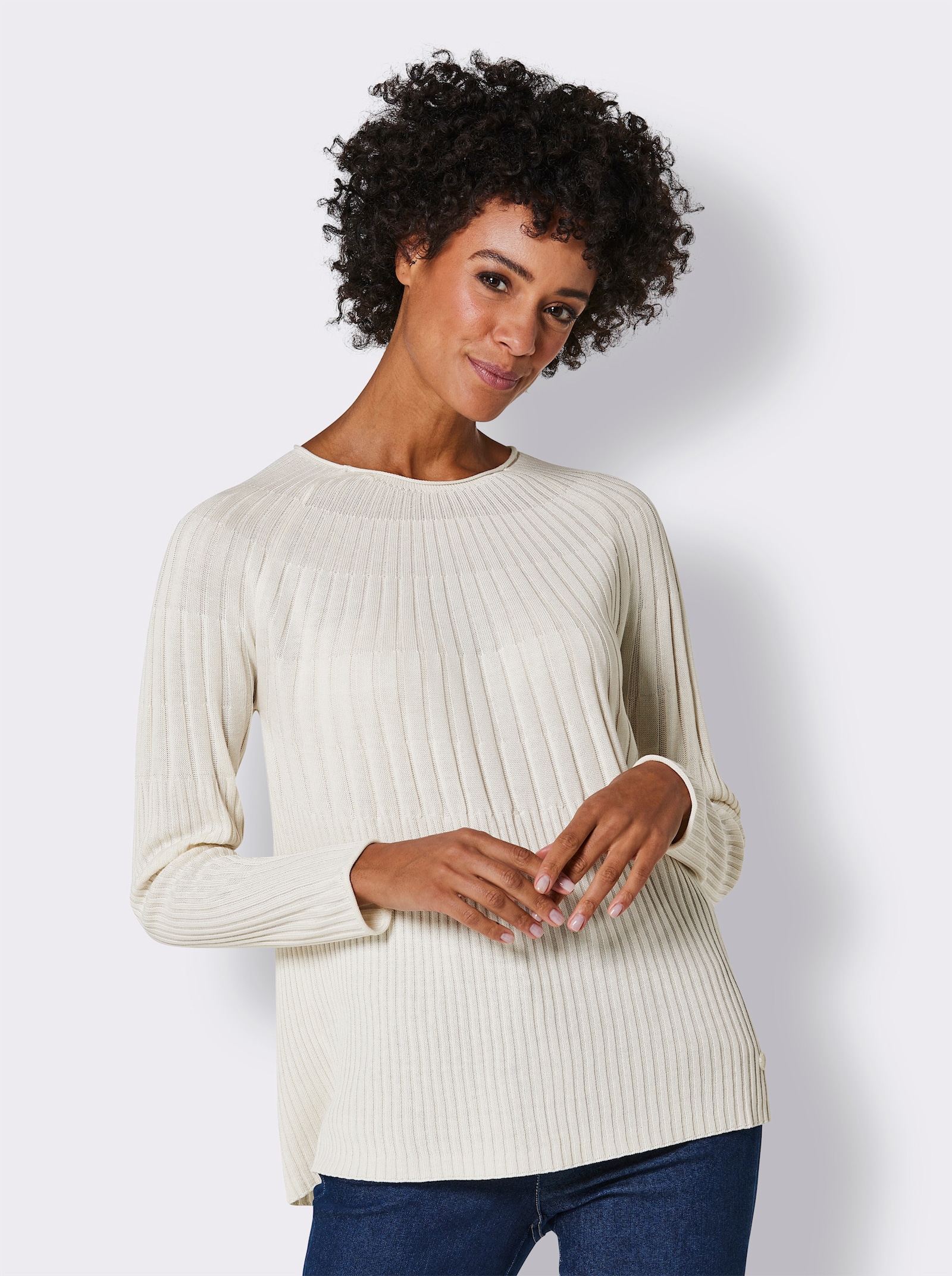 CREATION L PREMIUM Feinstrickpullover mit Raglan-Ärmeln - champagner