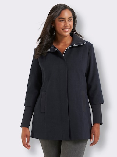 sheego Wolljacke mit Rippstrick-Ärmelbündchen - tiefblau