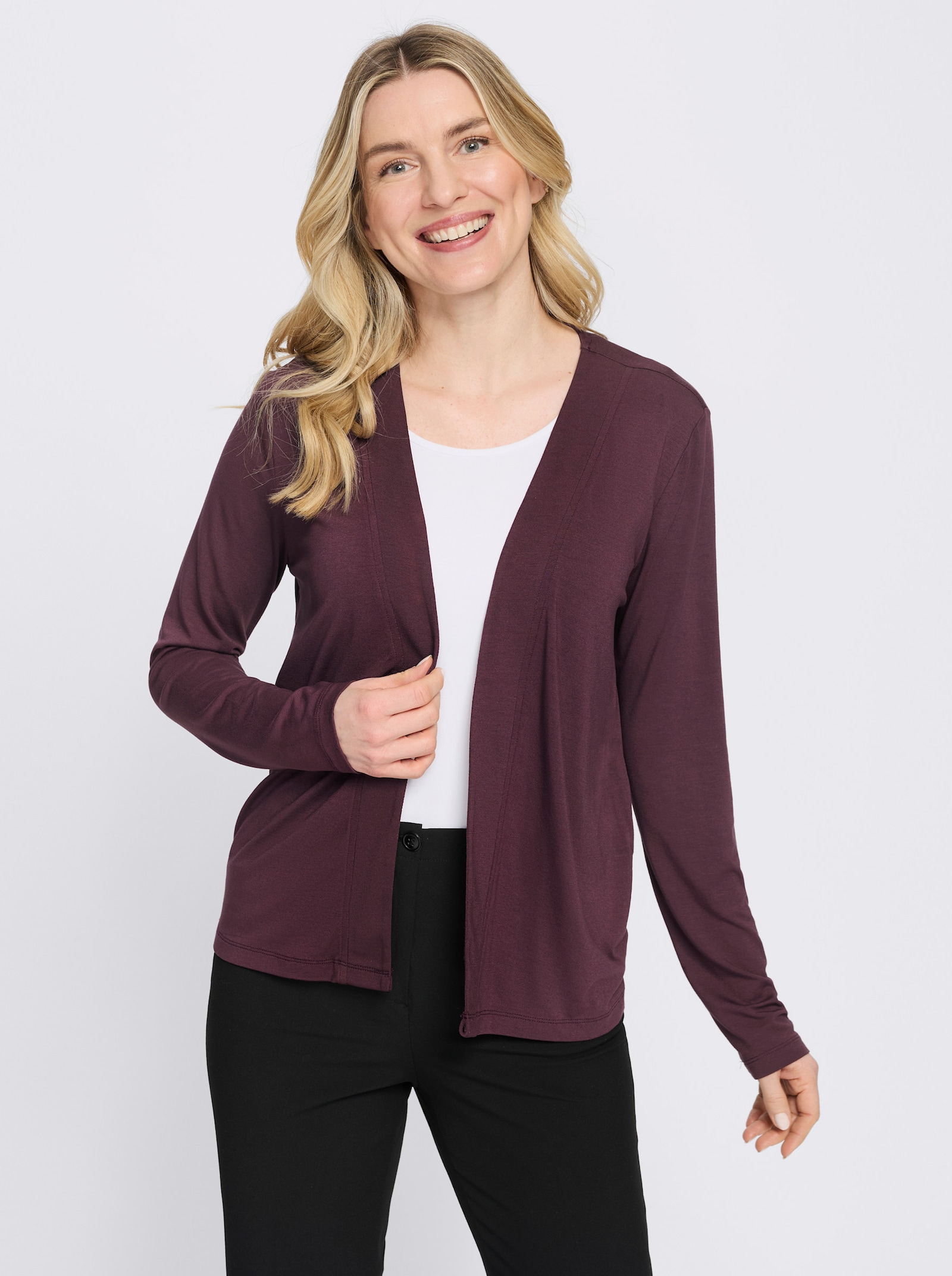 Shirtjacke in offener Form - burgund