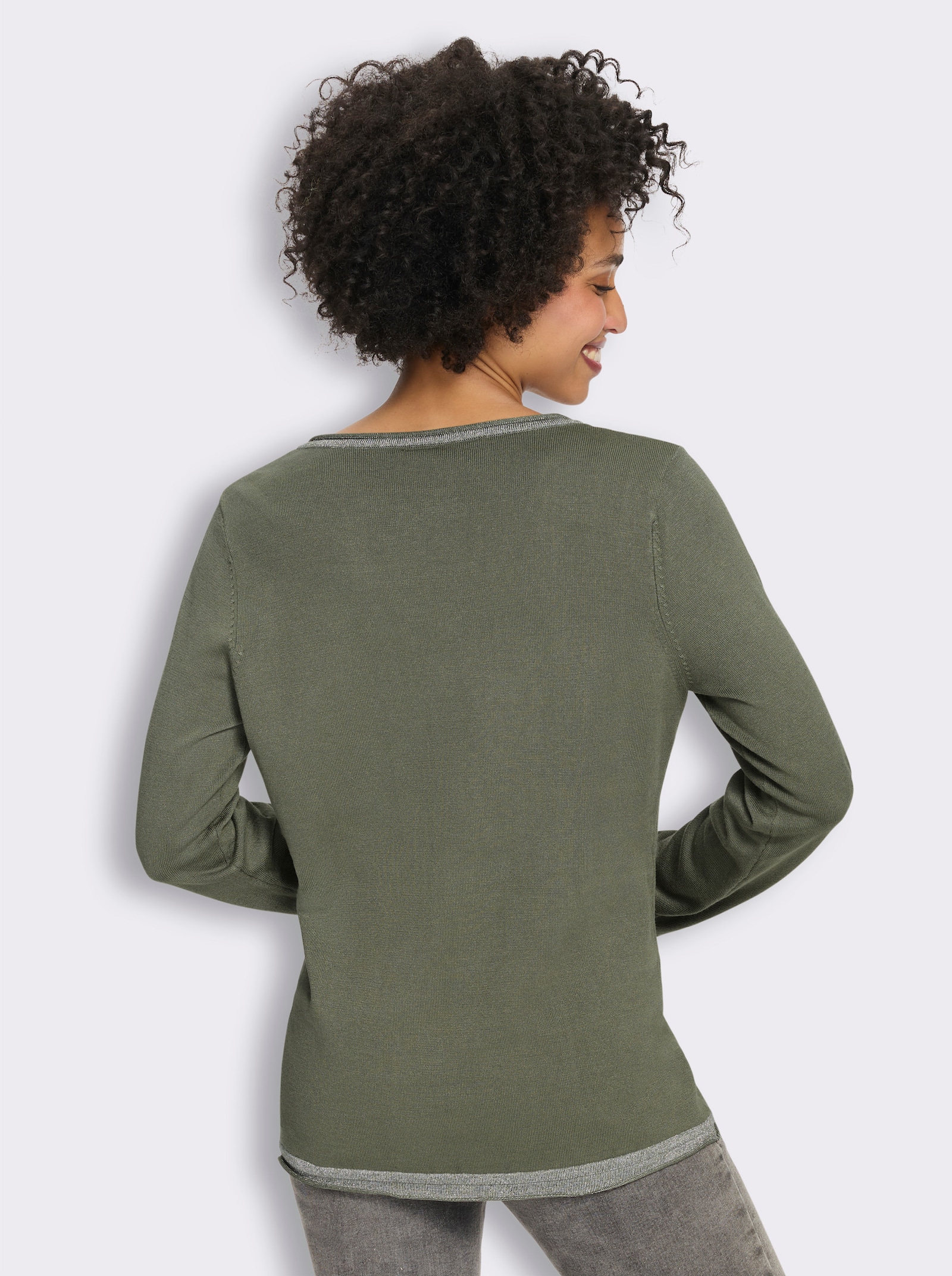 heine Pullover mit Glanz-Effekten - khaki