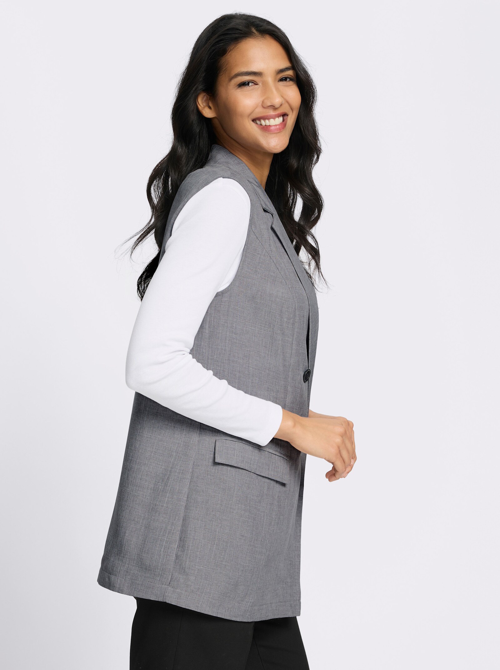 Weste in Melange-Optik - hellgrau-meliert