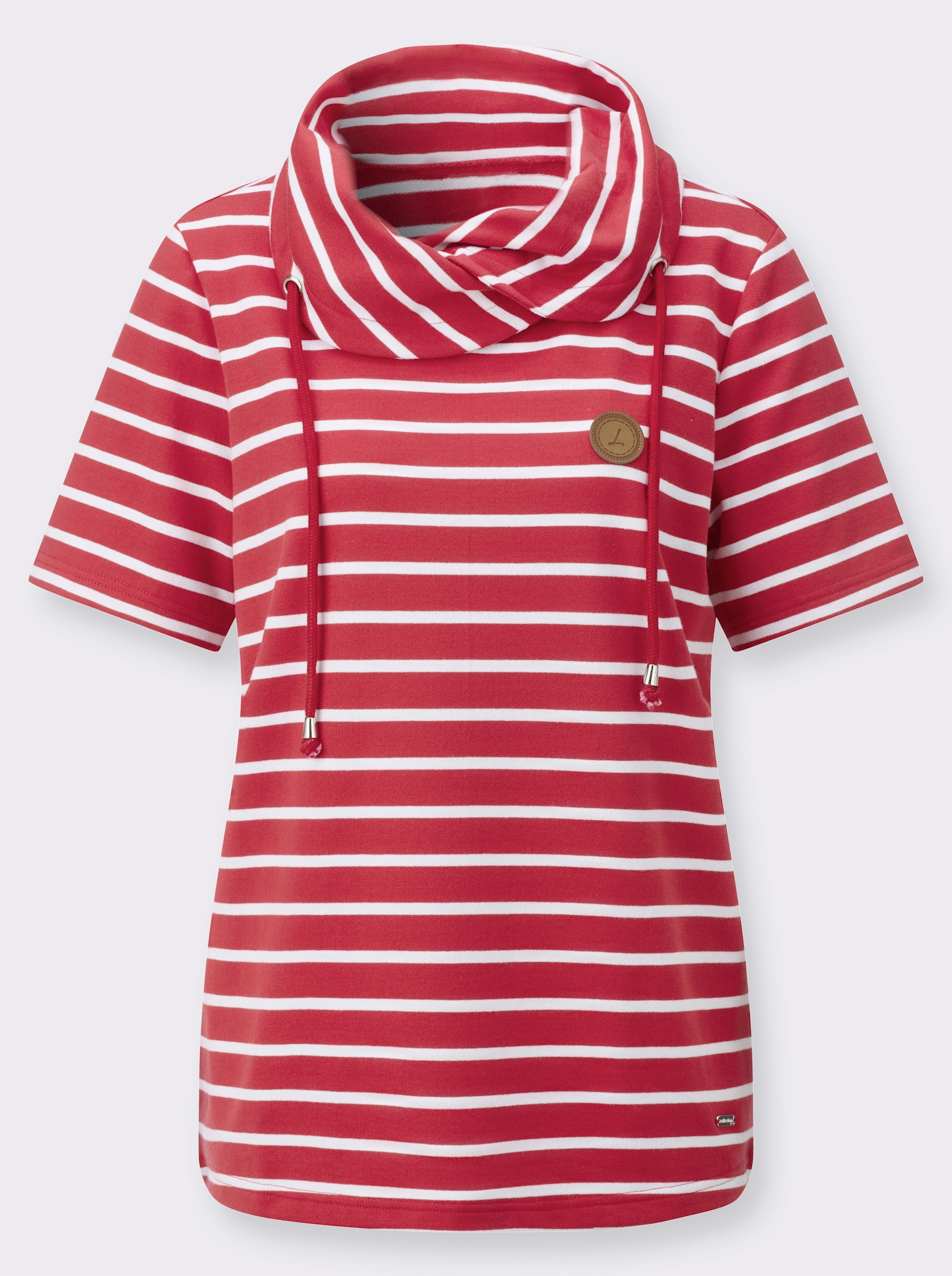 Sweatshirt mit Rollkragen - erdbeere-weiß-gestreift