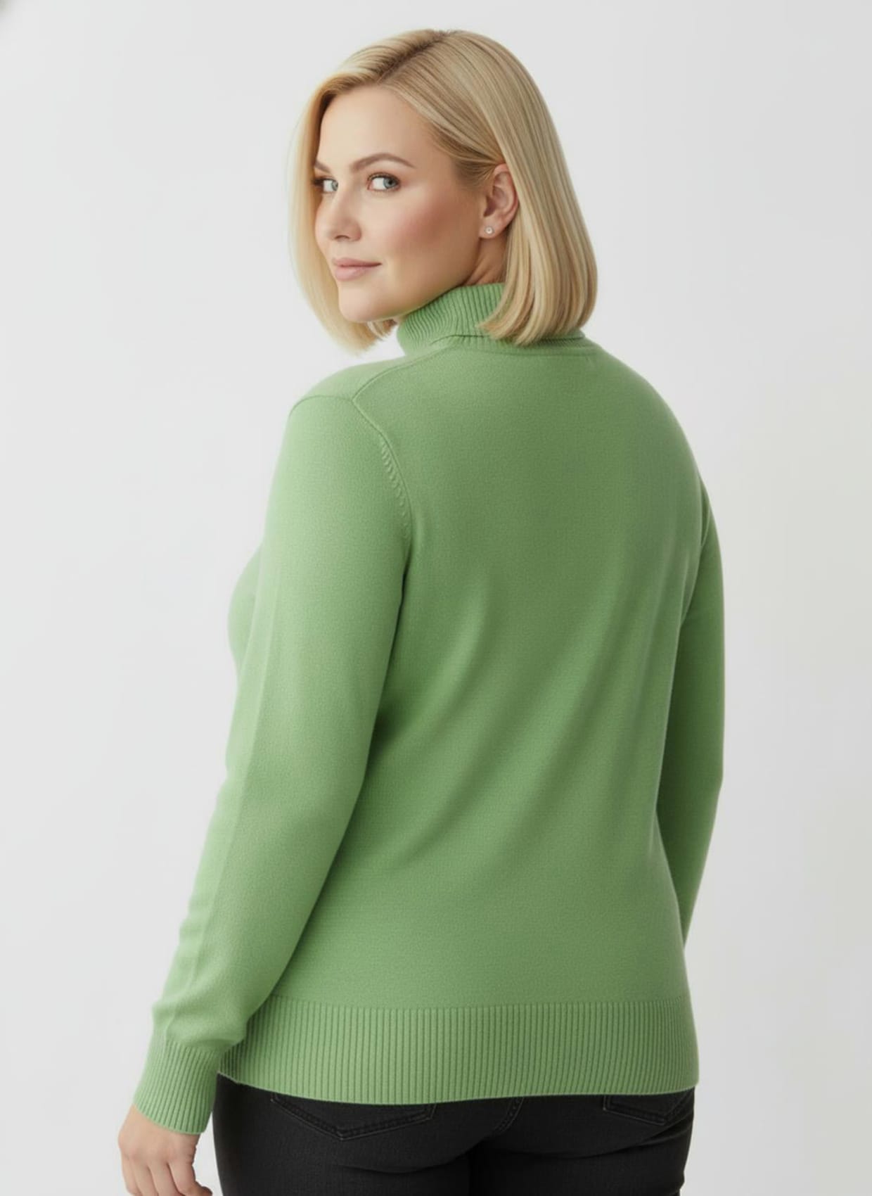 Rollkragenpullover aus Feinstrick - apfel