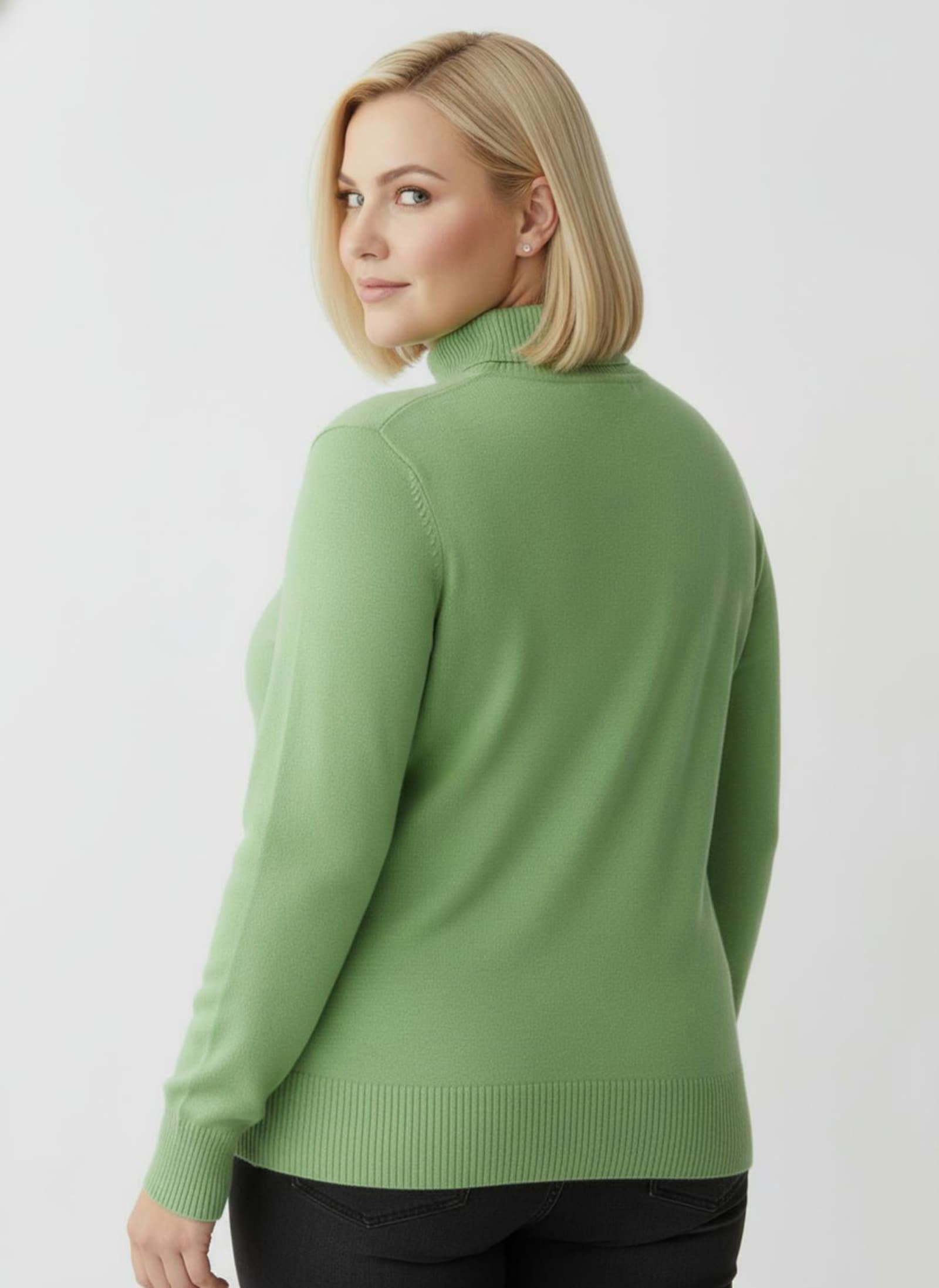 Svetr s rolákovým límcem z jemného úpletu - jablková