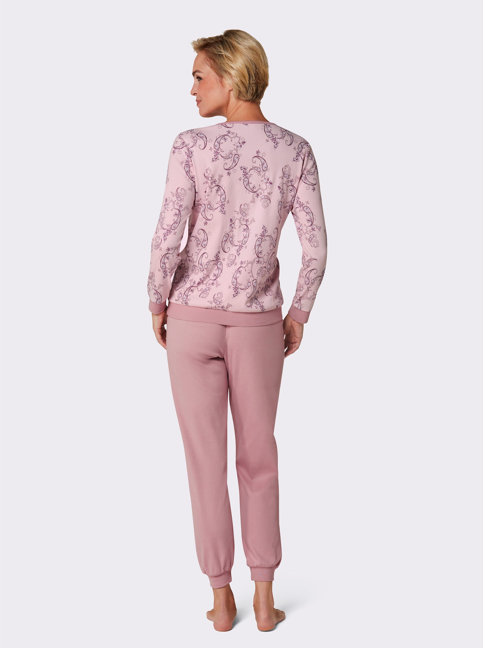 wäschepur Schlafanzug in formstabiler Interlock-Qualität - hortensie