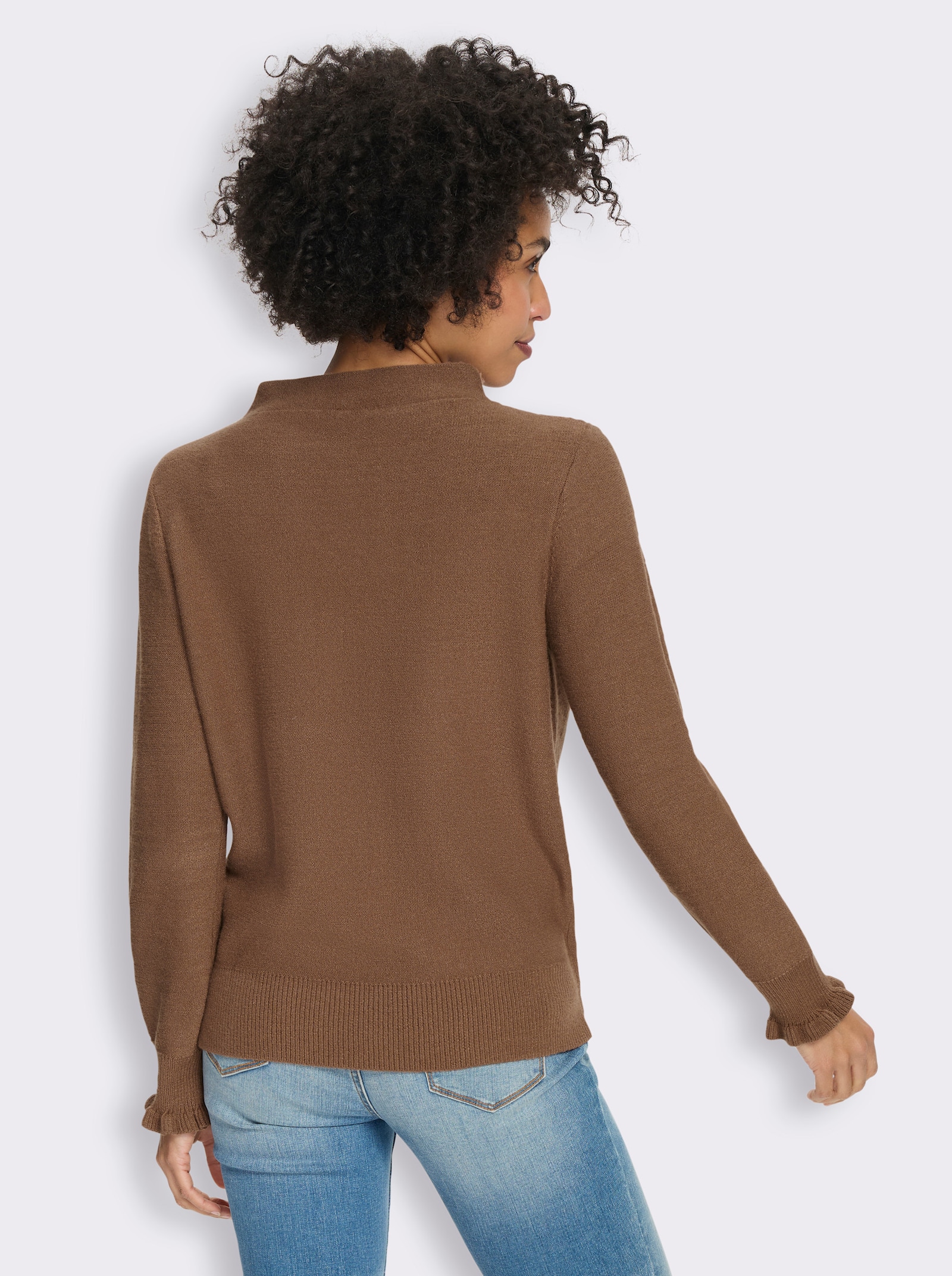 heine Pullover mit Rüschen - braun