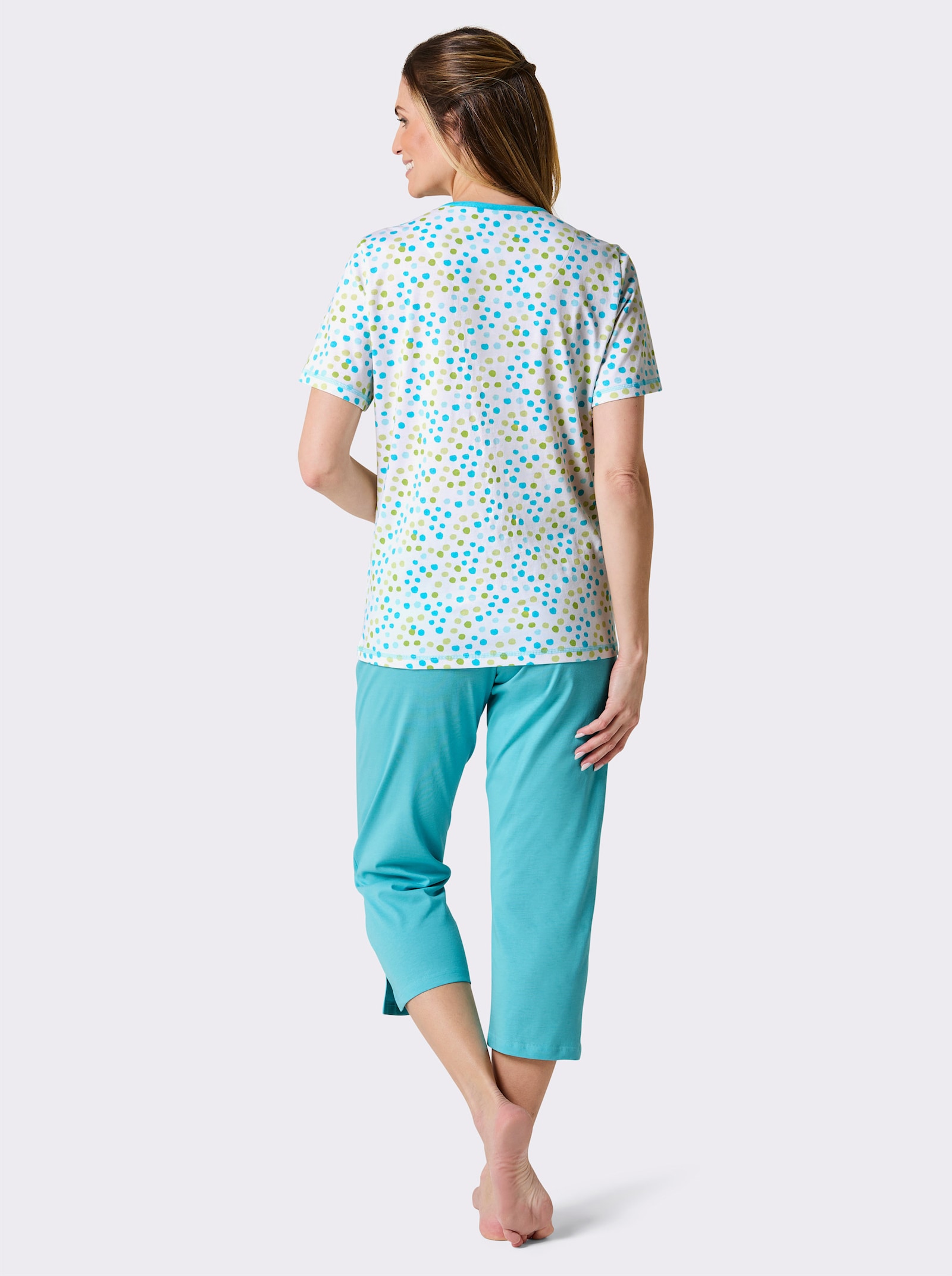 Comtessa Capripak - wit/turquoise bedrukt