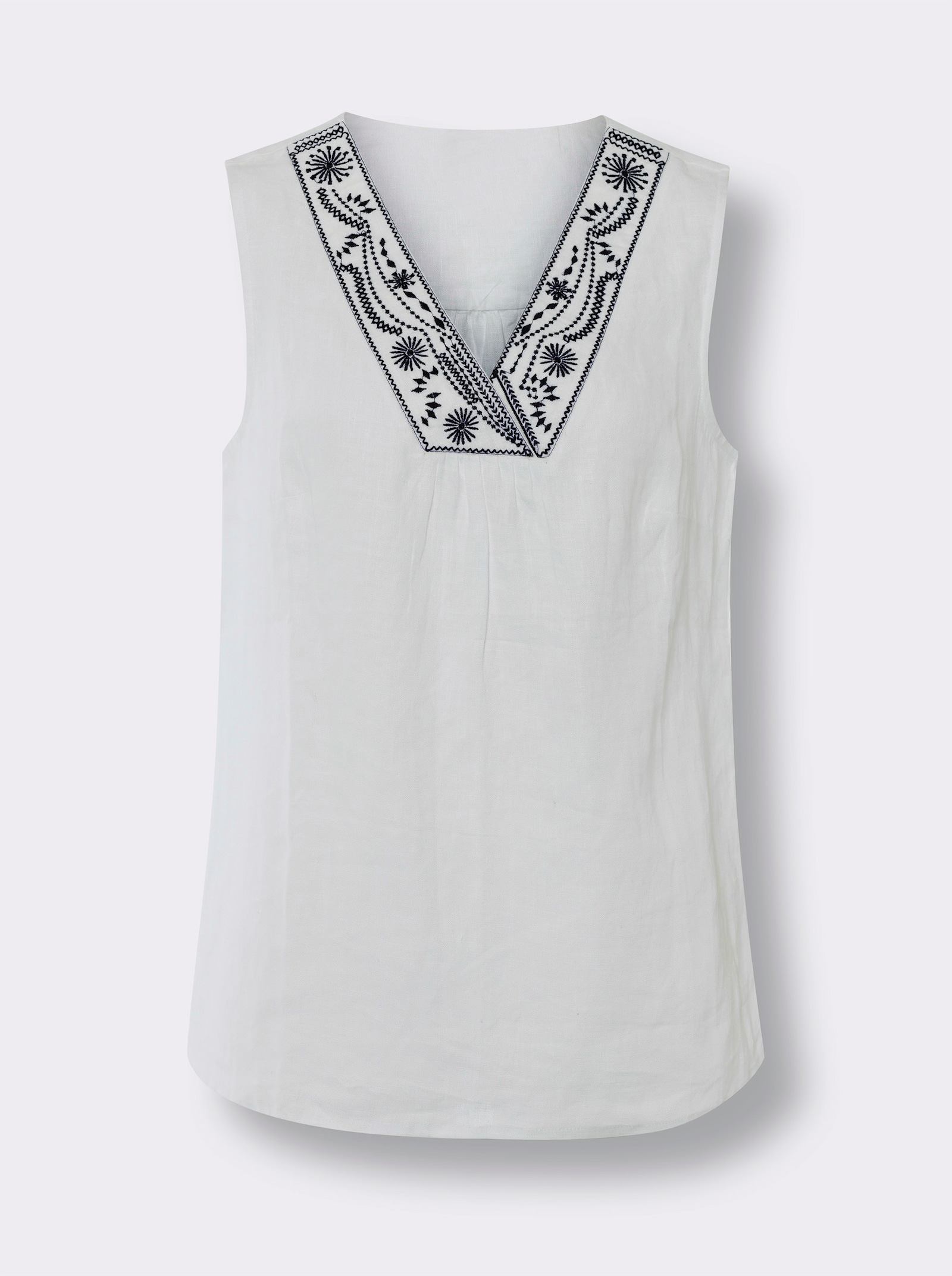 heine Blusentop mit Kontrast-Stickerei - weiß