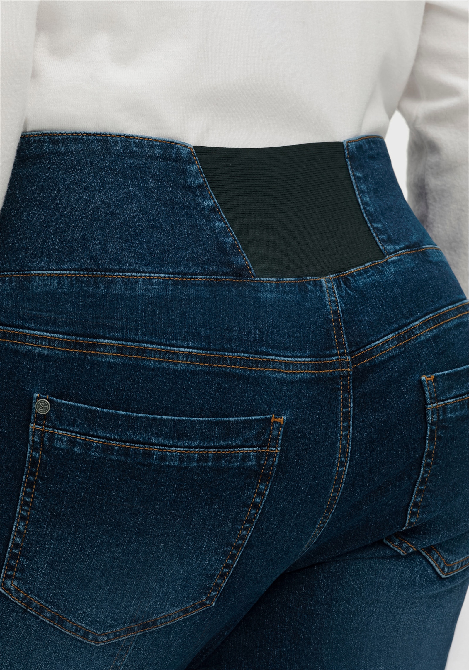 sheego High waist jeans in smal model - dark blue denim