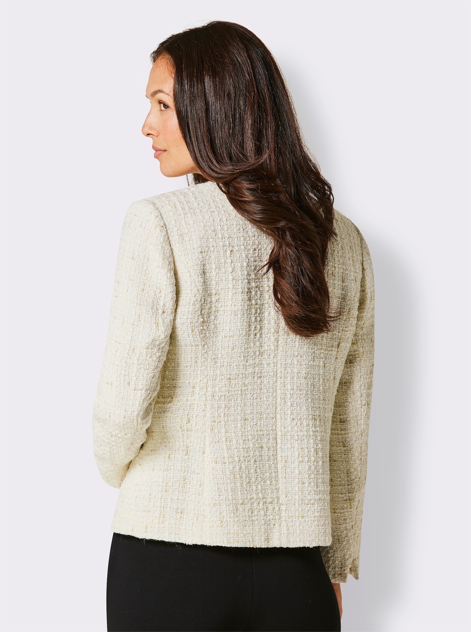 CREATION L PREMIUM Blazer bouclé, 30% laine - écru