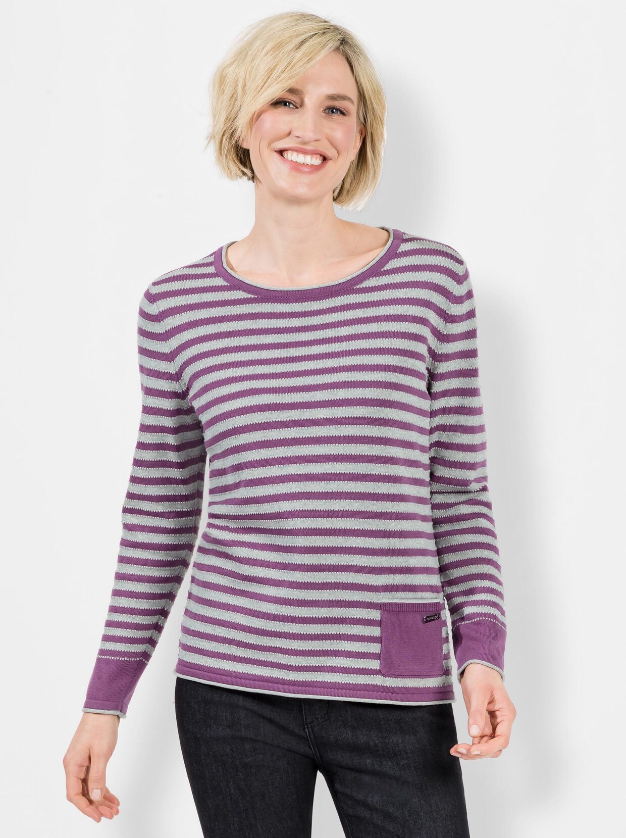 Pullover met lange mouwen - violet gestreept