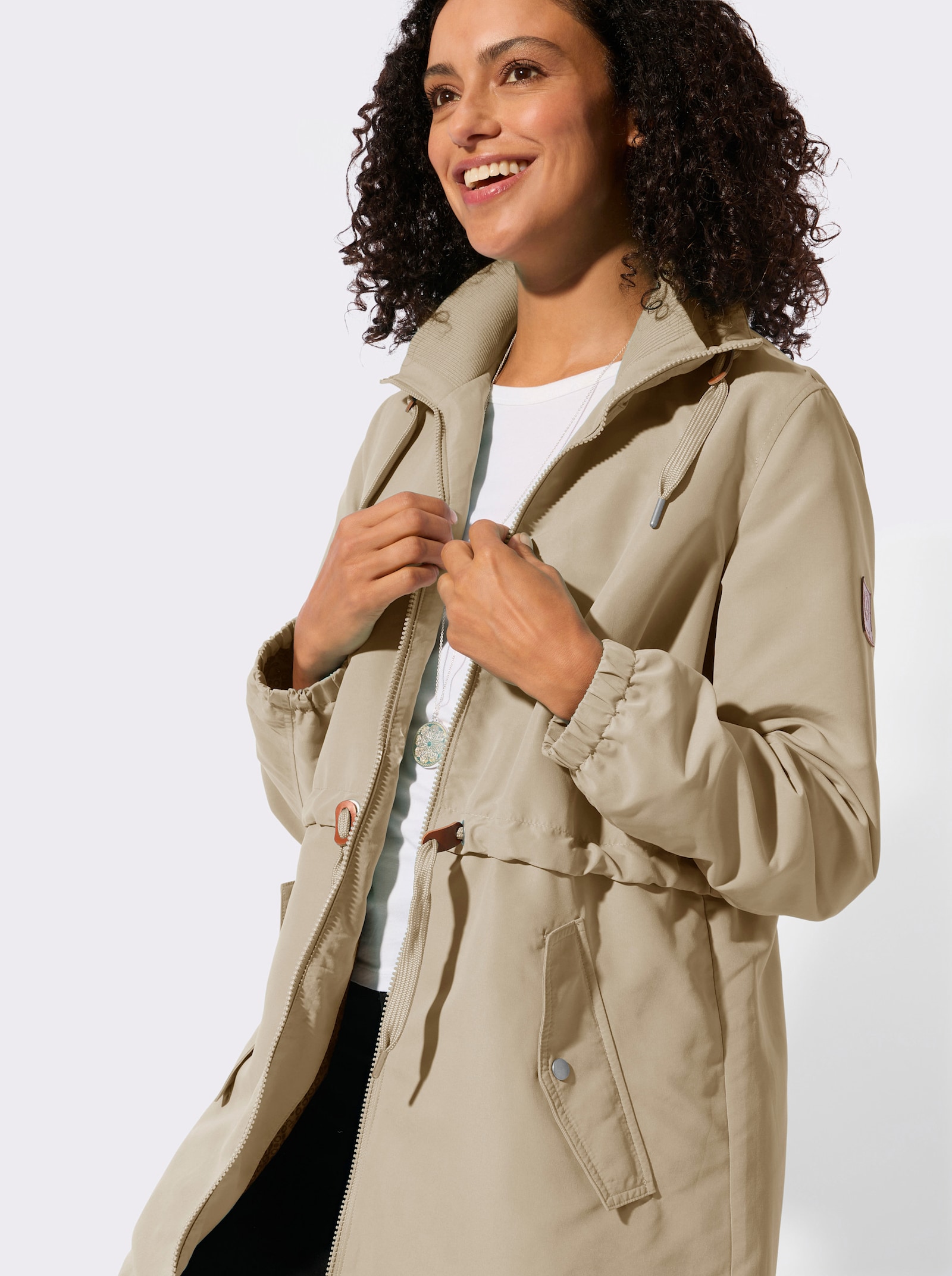Parka mit 2-Wege-Reissverschluss - beige