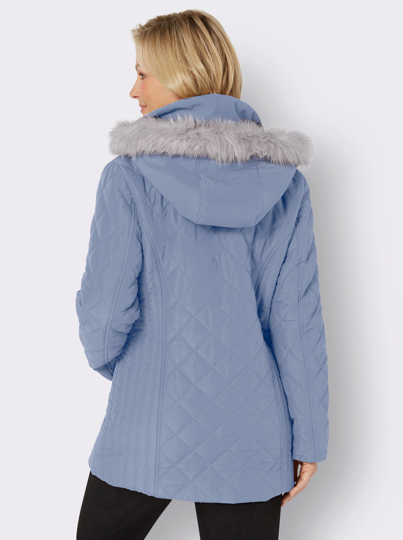 Steppjacke mit abnehmbarer Kapuze - taubenblau