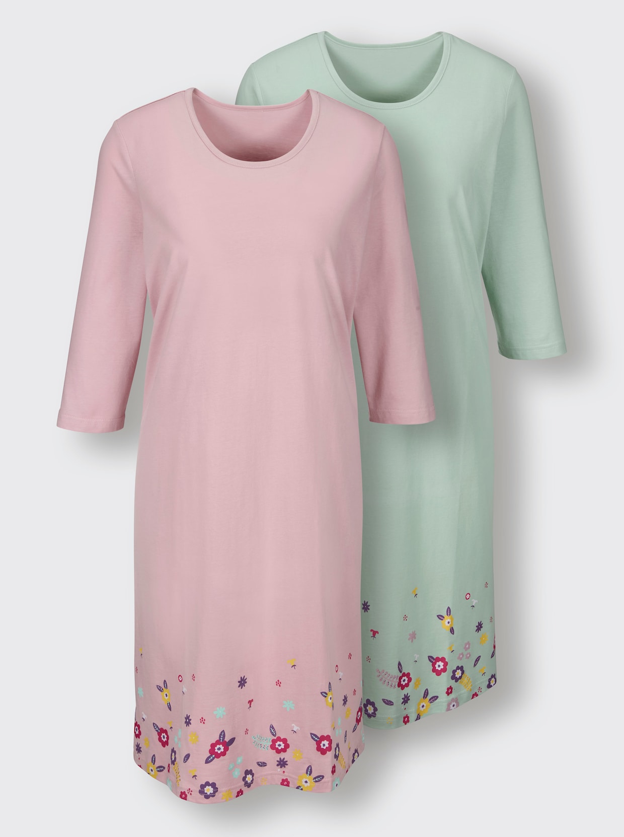 wäschepur Slaapshirts - kalkmint bedrukt + roze bedrukt