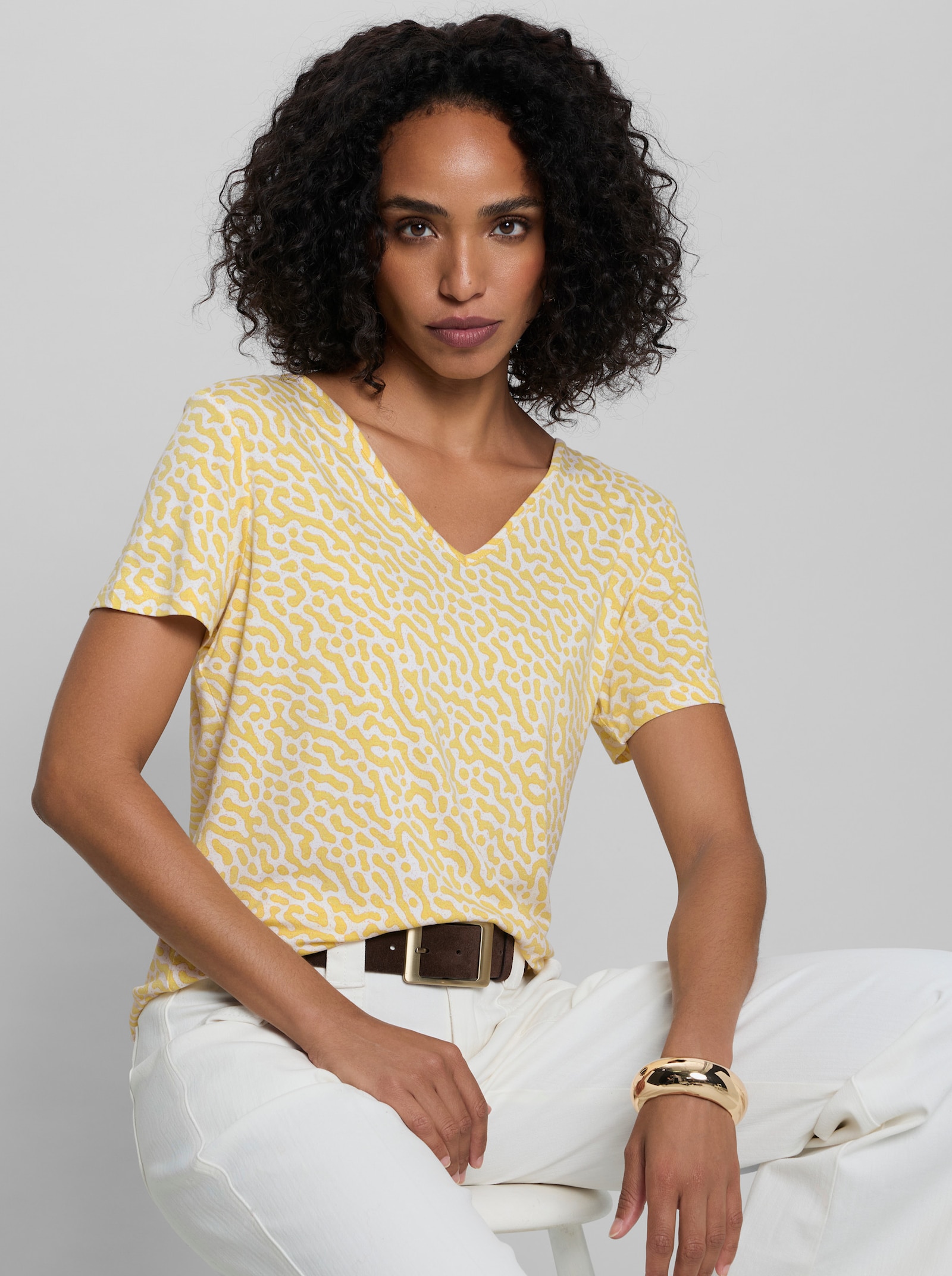 heine Shirt mit Druck-Dessin - zitrone-ecru-bedruckt