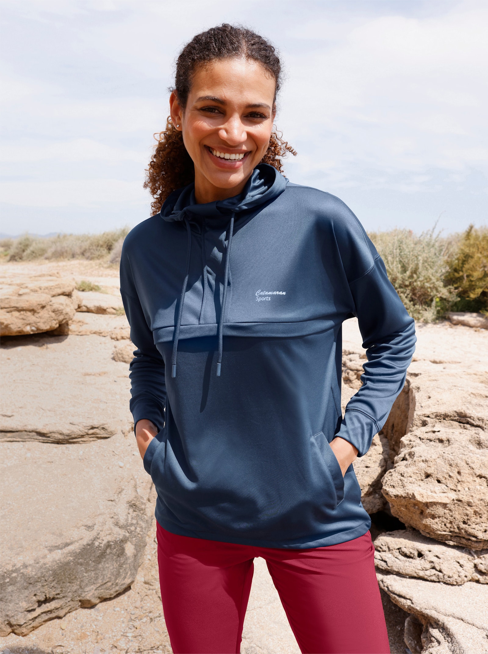 Catamaran Sports Vrijetijdsshirt met blinde ritssluiting - donkerblauw