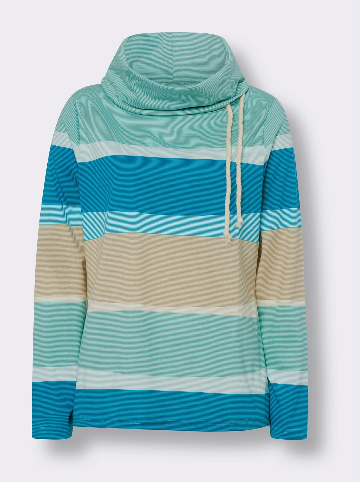 Rollkragenshirt - topas-salbei-geringelt