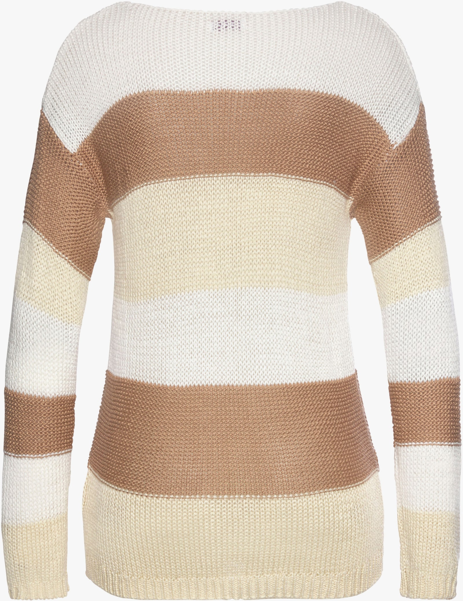LASCANA Pull à rayures - sable-beige-crème