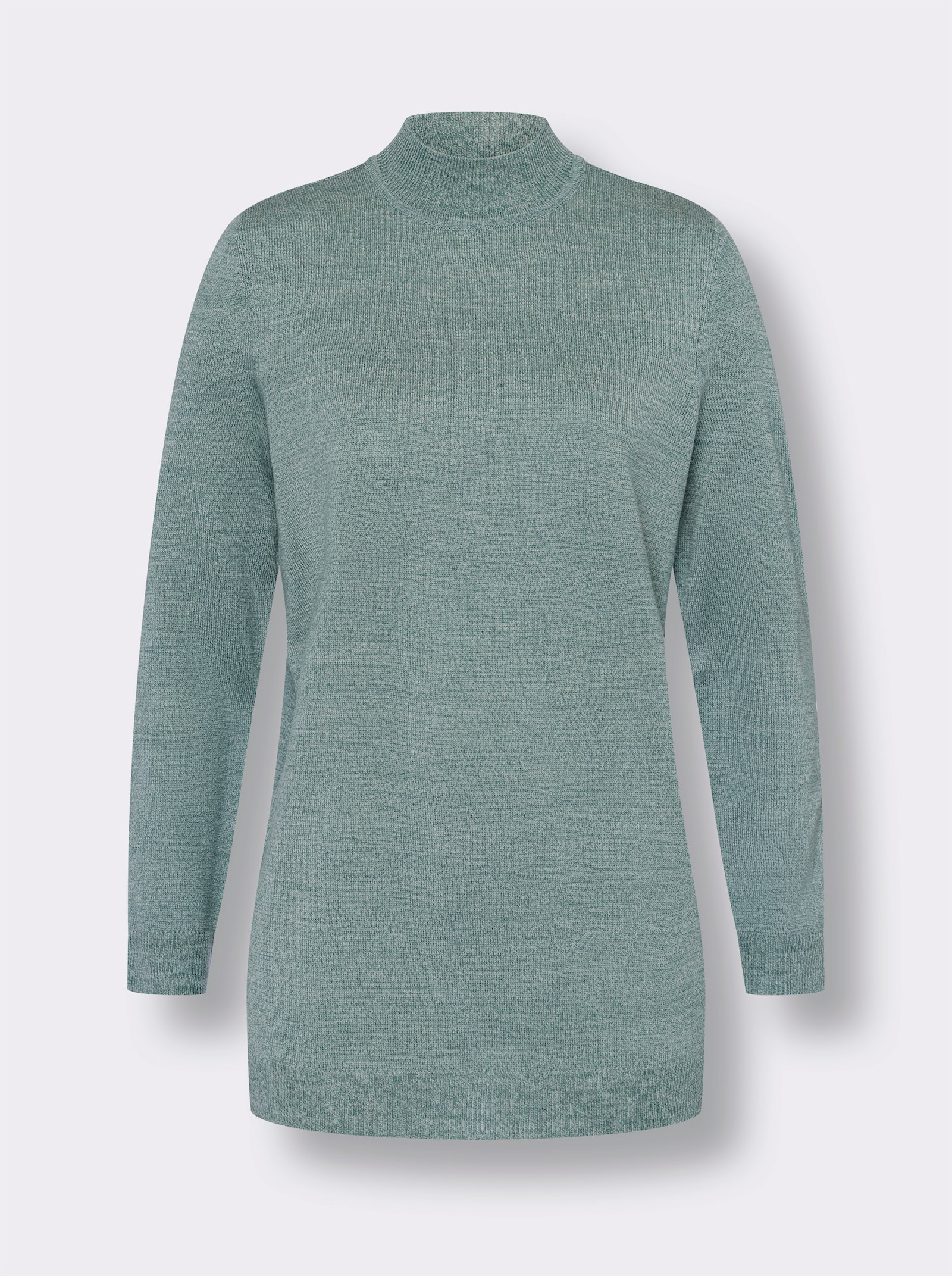 Longpullover in Melange-Optik - jade-ecru-meliert