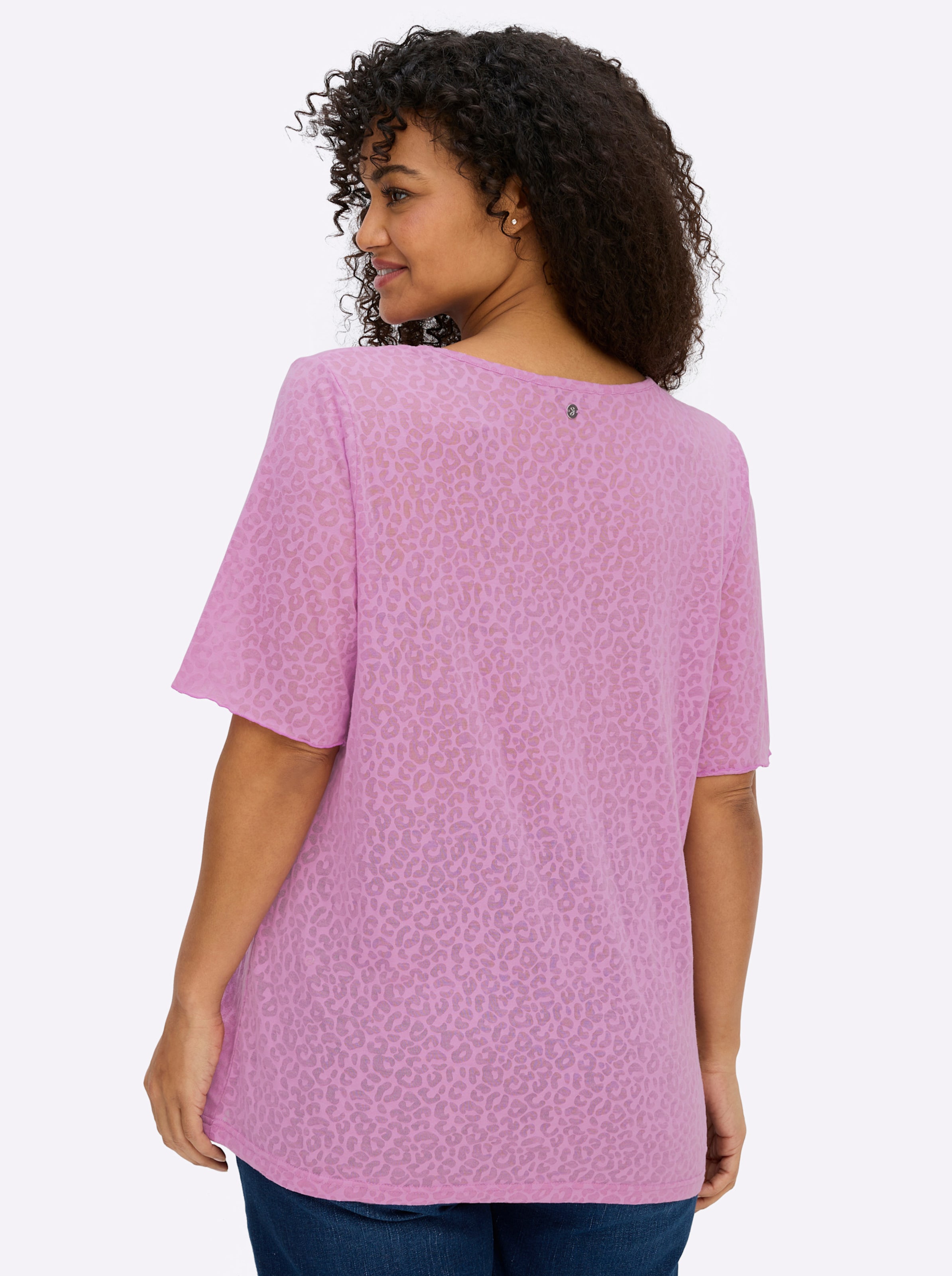 Sheego Damen Orchidee Rundhalsshirt "T-Shirt" 1 erhältlich in Größe 40/42/44/46/48/50/52/54/56/58 von Baur - Bild 5