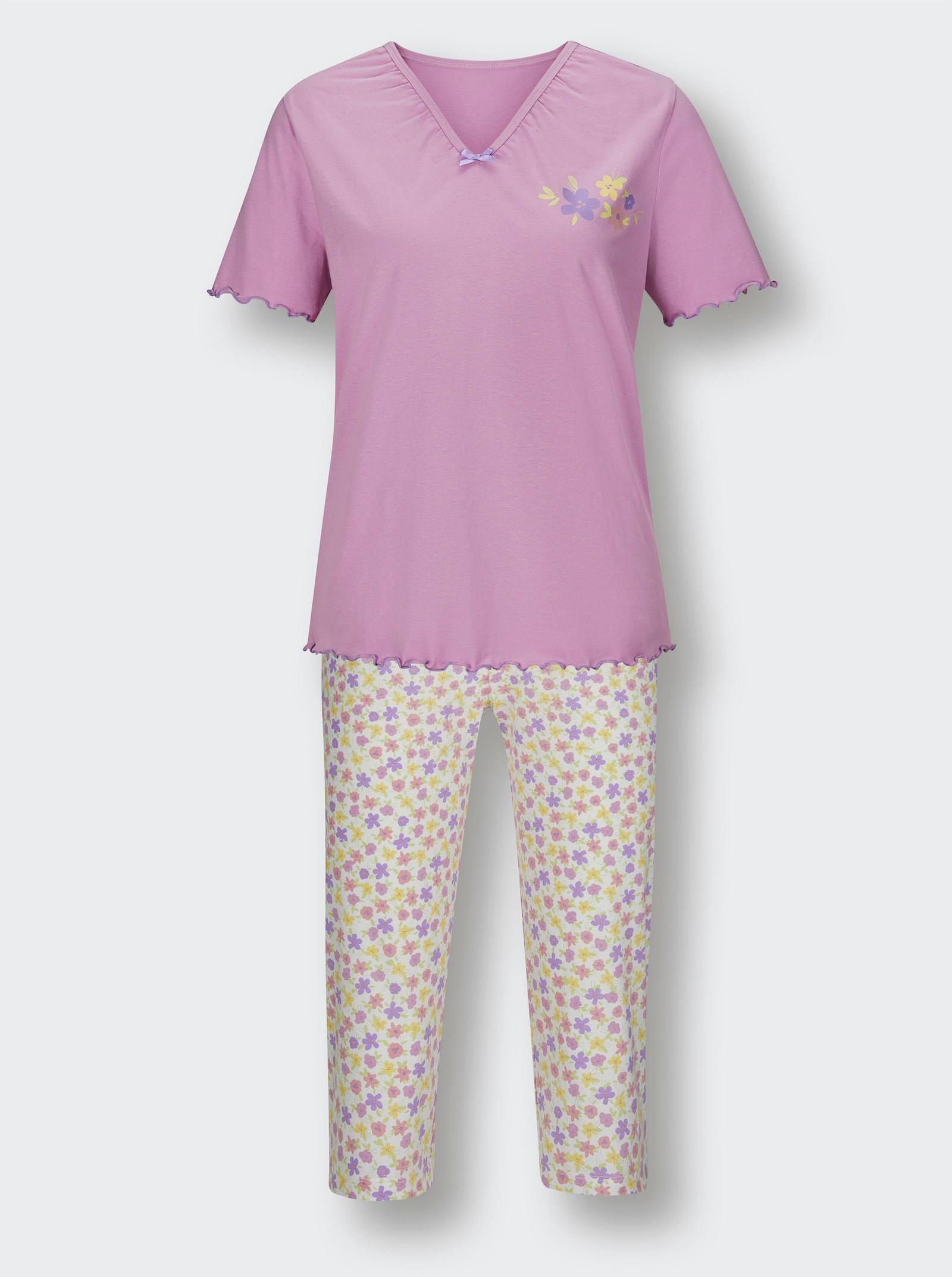 wäschepur Capri-Anzüge - weiss-orchidee-bedruckt + orchidee