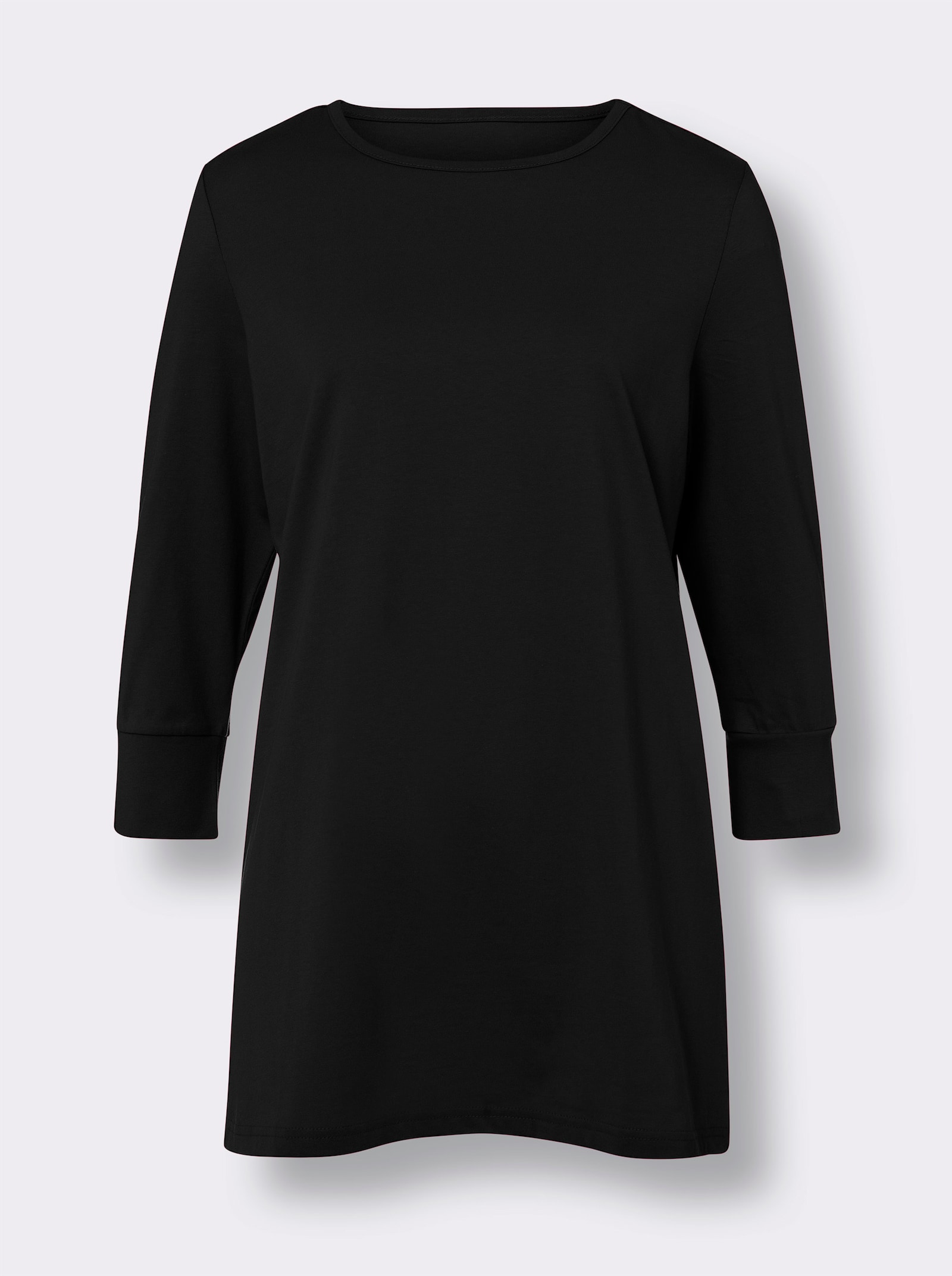 Rundhalsshirt in leichter A-Form - schwarz