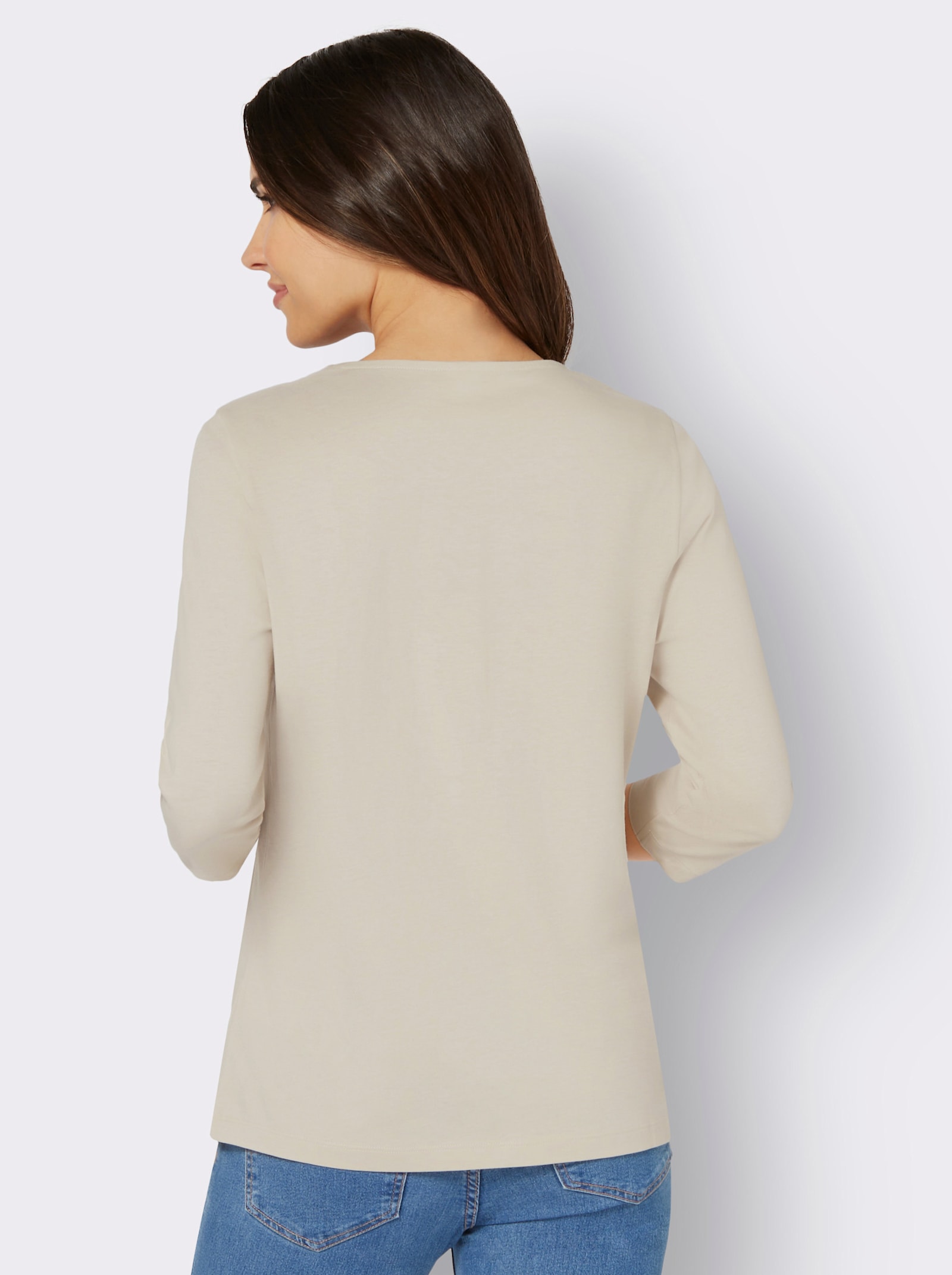 3/4-Arm-Shirt mit Druck im Vorderteil - sand-marine