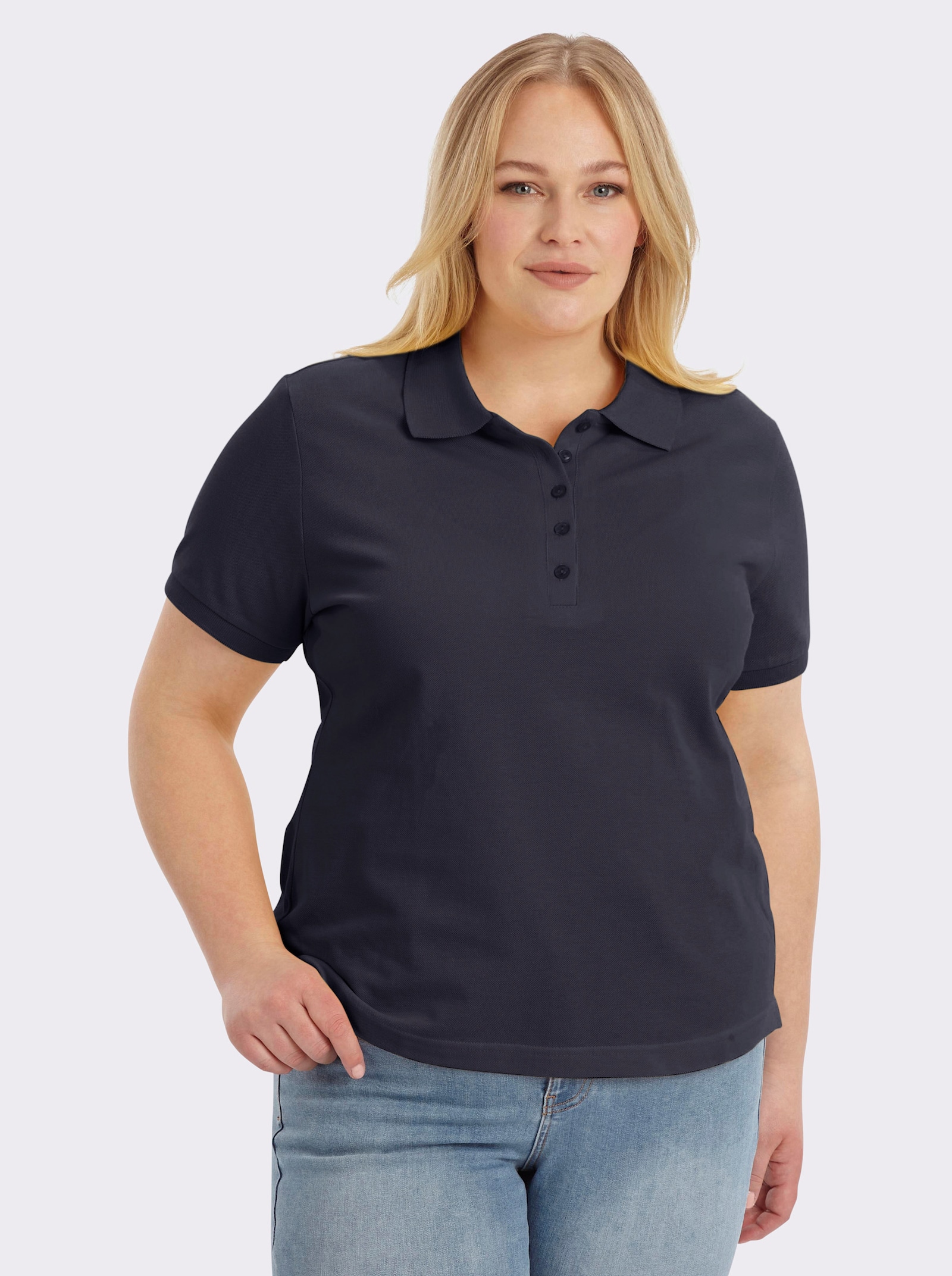 Poloshirt mit Seitenschlitzen - marine